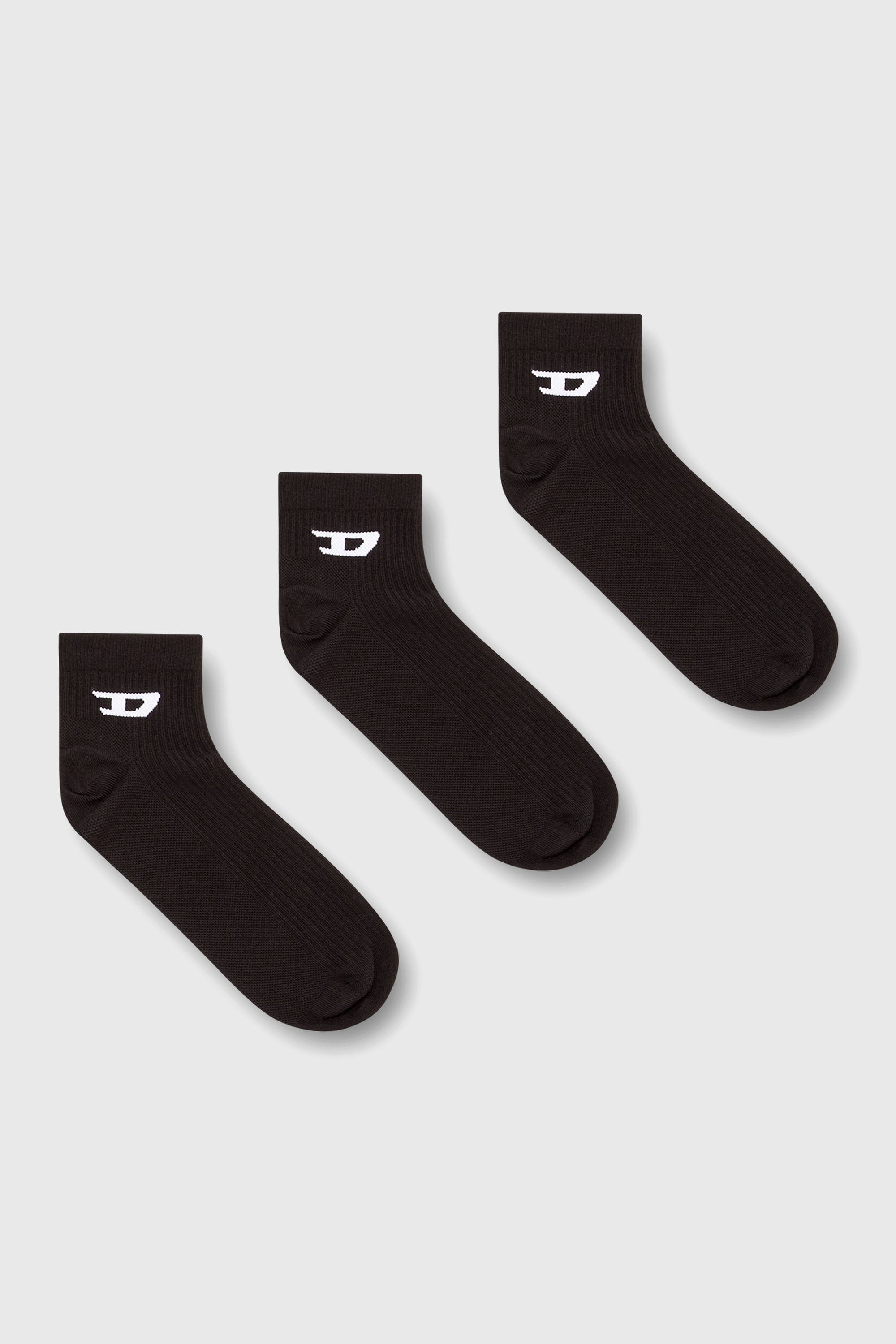Diesel - SKM-D-ANKLE -9, Herren Fersensocken im Dreierpack mit D-Logo in Schwarz - 1