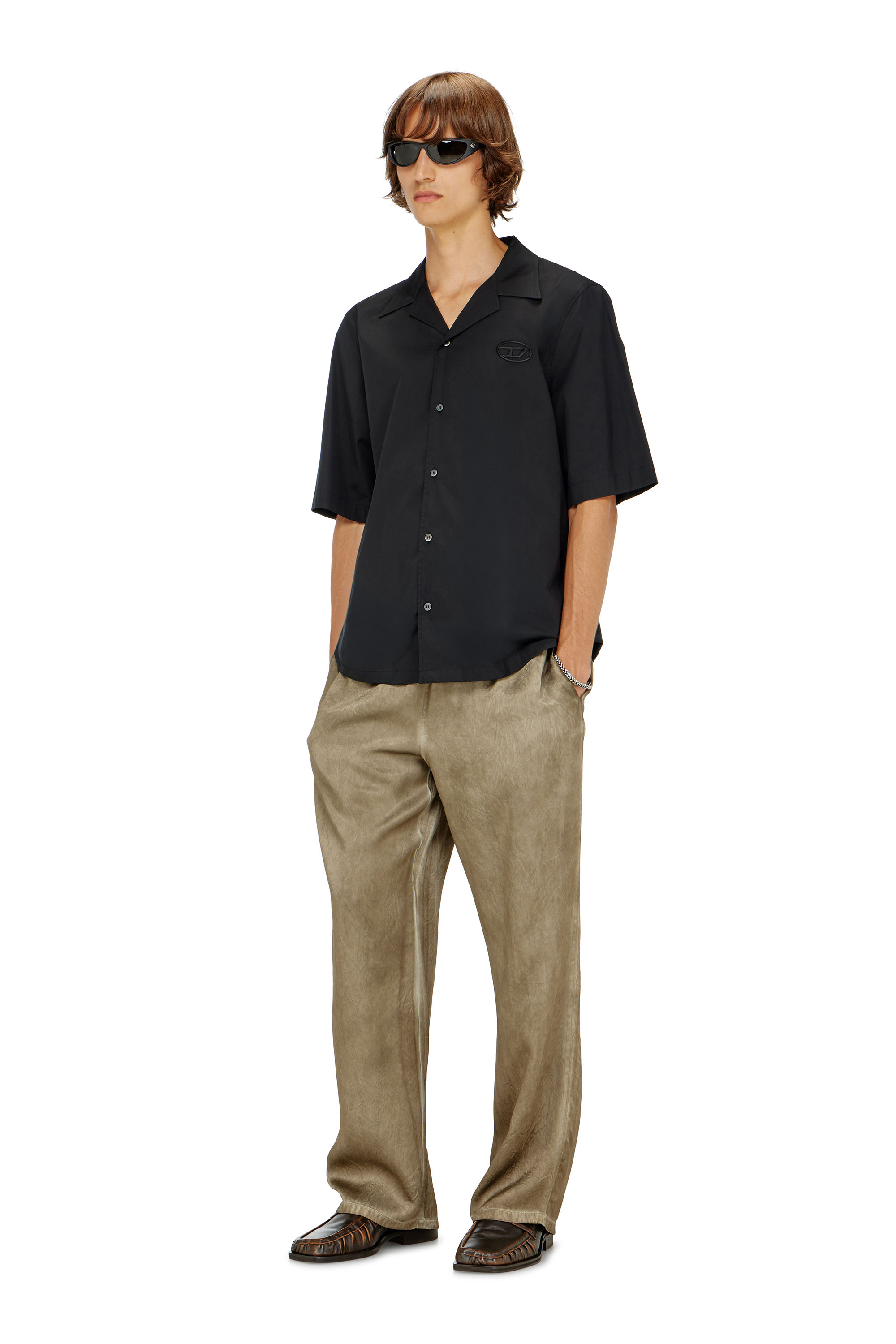 Diesel - S-MAC-GSBH, Herren Stretch-Popeline-Hemd mit Oval-D-Stickerei in Schwarz - 2