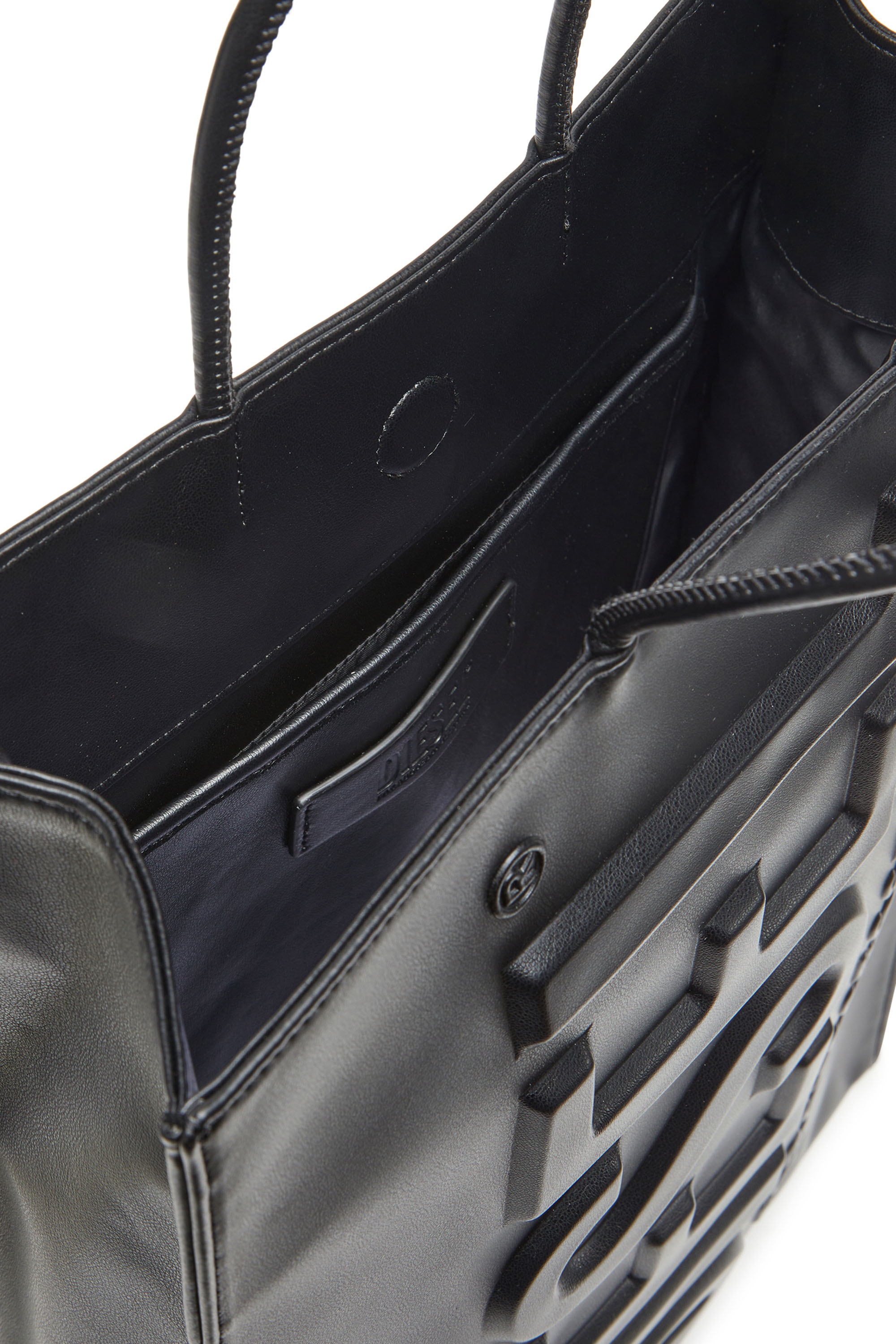 Diesel - DSL 3D SHOPPER L X, Herren Dsl 3D L-Große Tote-Tasche aus PU mit Logo-Prägung in Schwarz - 3