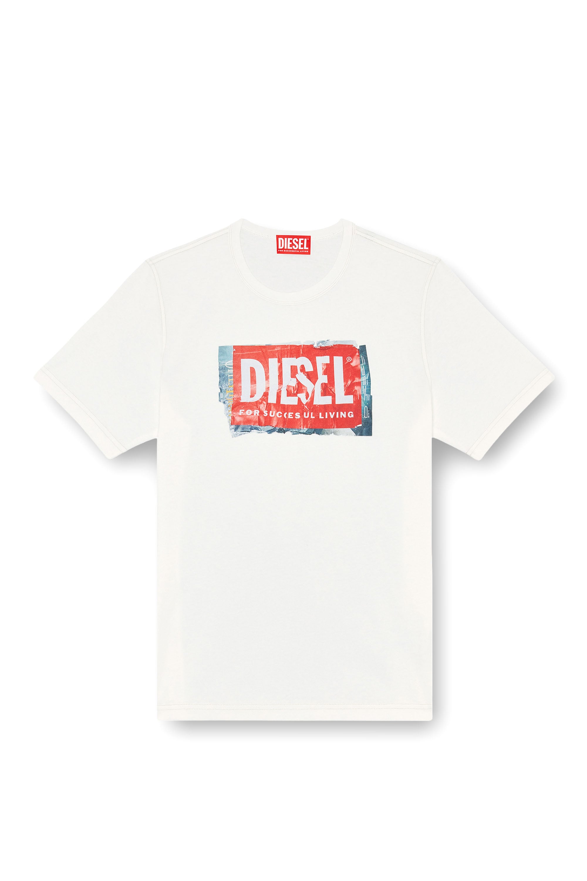 Diesel - T-ADJUST-Q6, Herren T-Shirt mit Logo in Knitter-Optik in Wei&szlig; - 3