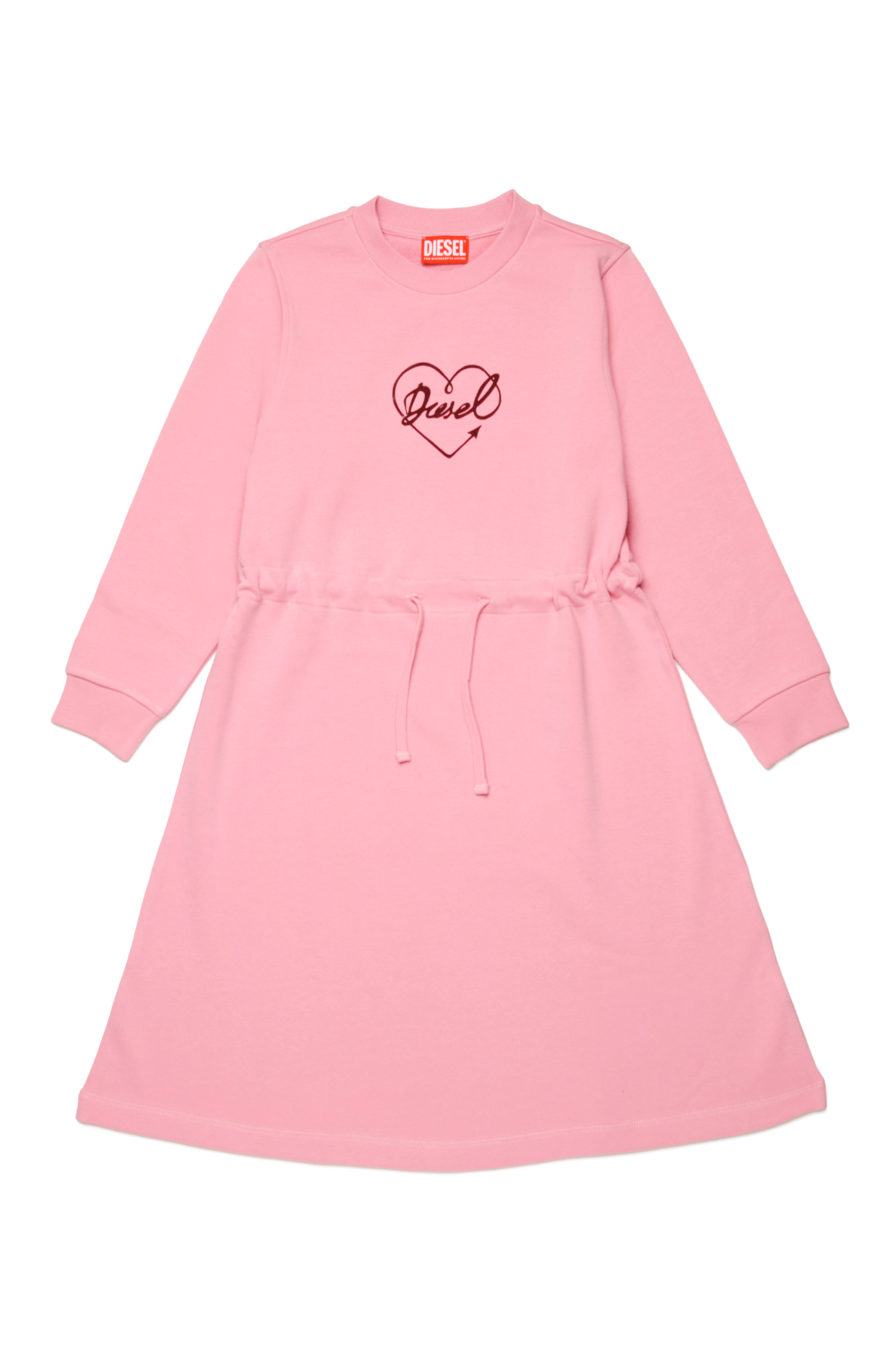 Diesel - DISSY, Woman's Sweatshirt dress with flocked logo heart in Pink - 1