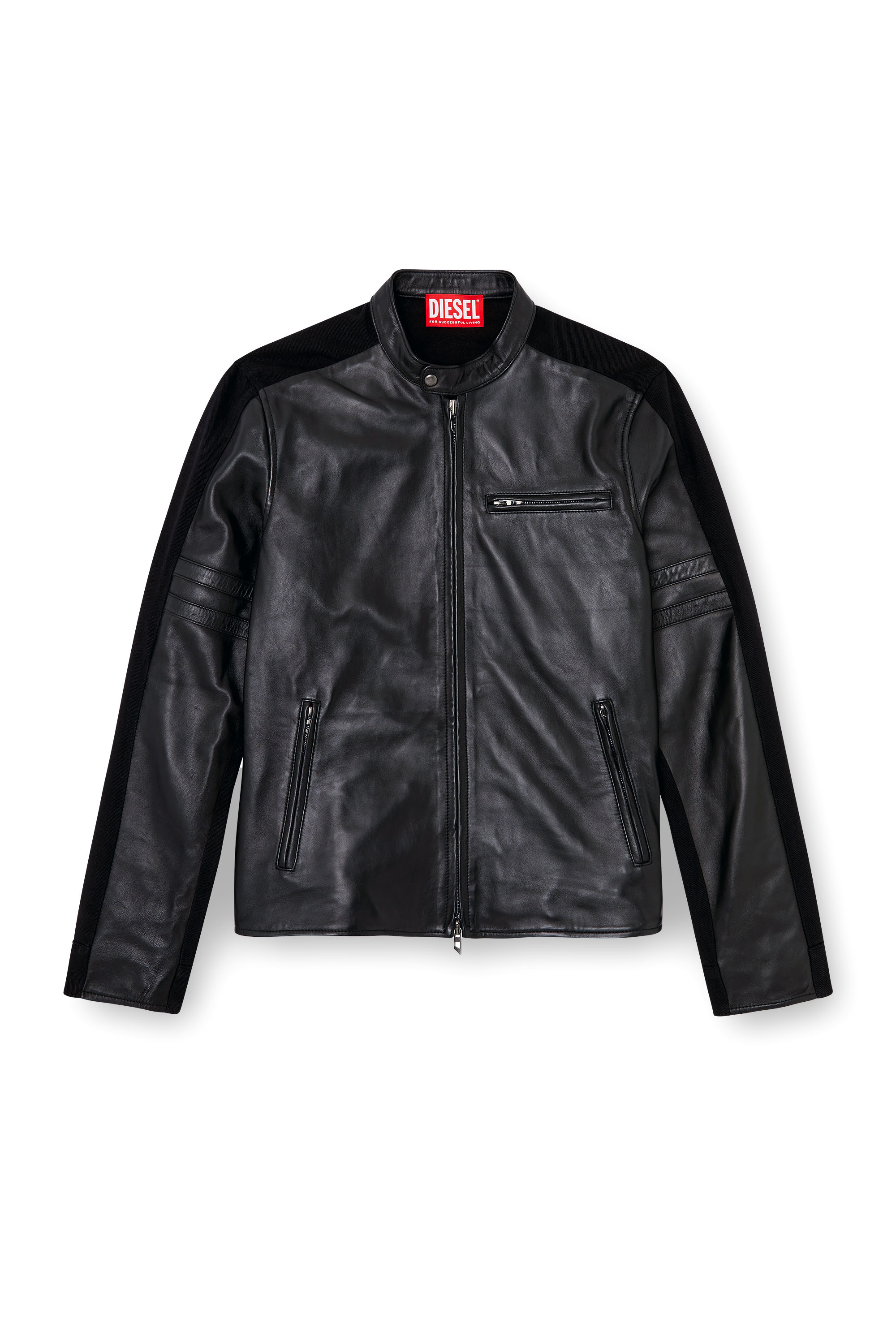 Diesel - L-SIMZ, Herren Hybrid-Jacke aus Denim und Leder in Schwarz - 3