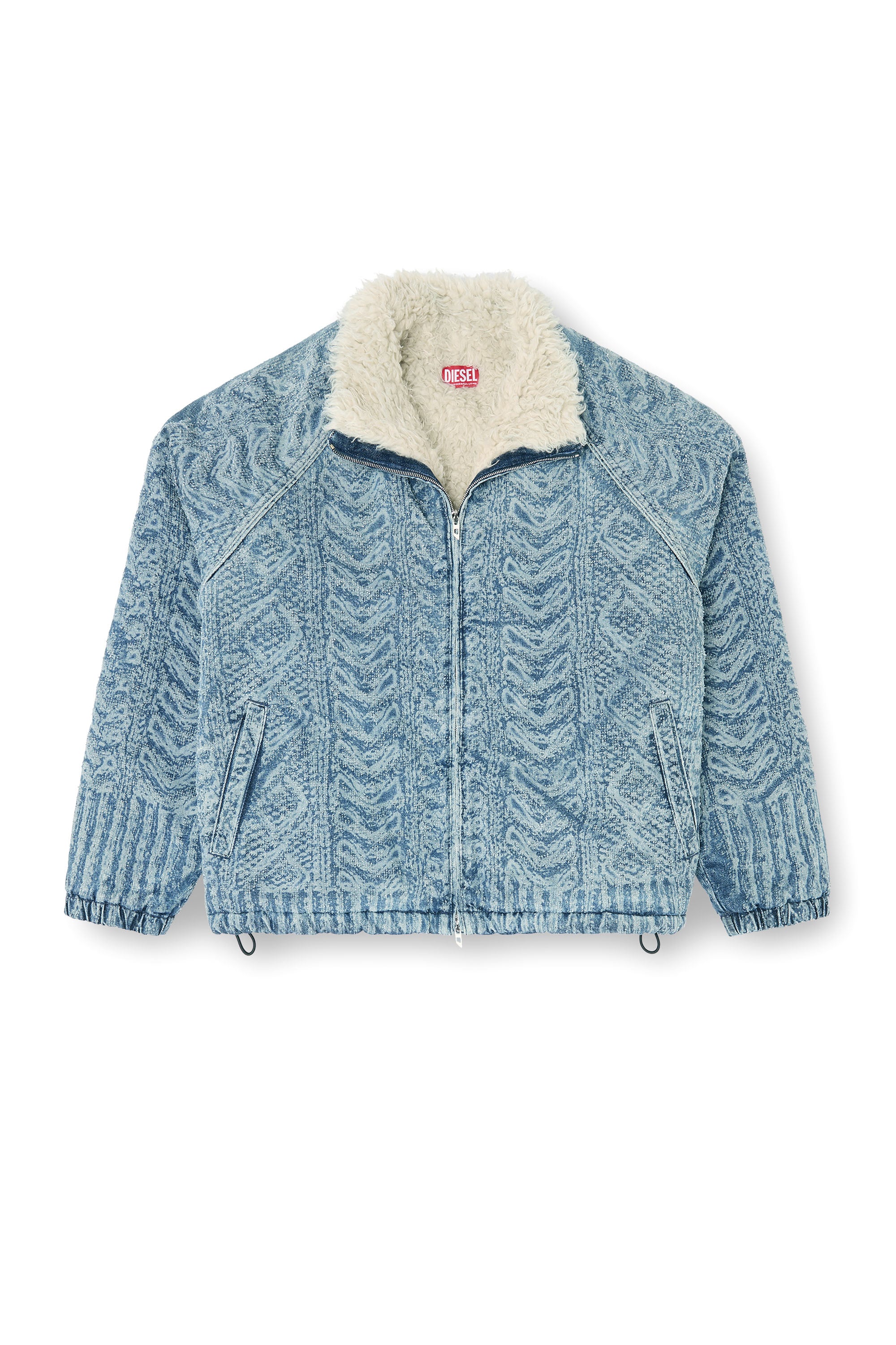 Diesel - D-KRAPS-S, Herren Jacke aus Denim mit Zopfmuster-Effekt in Dunkelblau - 3