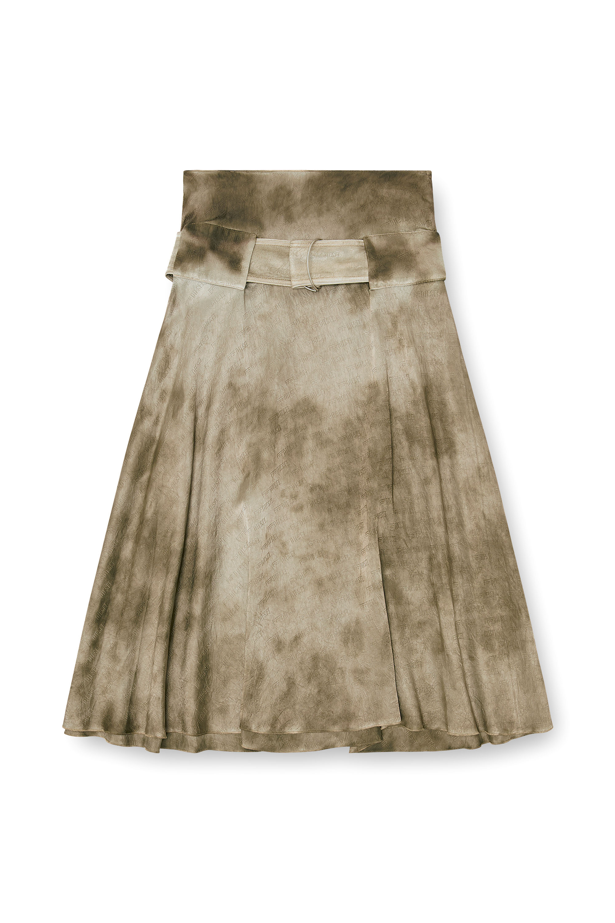 Diesel - O-DYLE, Damen Belted Midirock aus Logo-Jacquard-Satin in null - 4