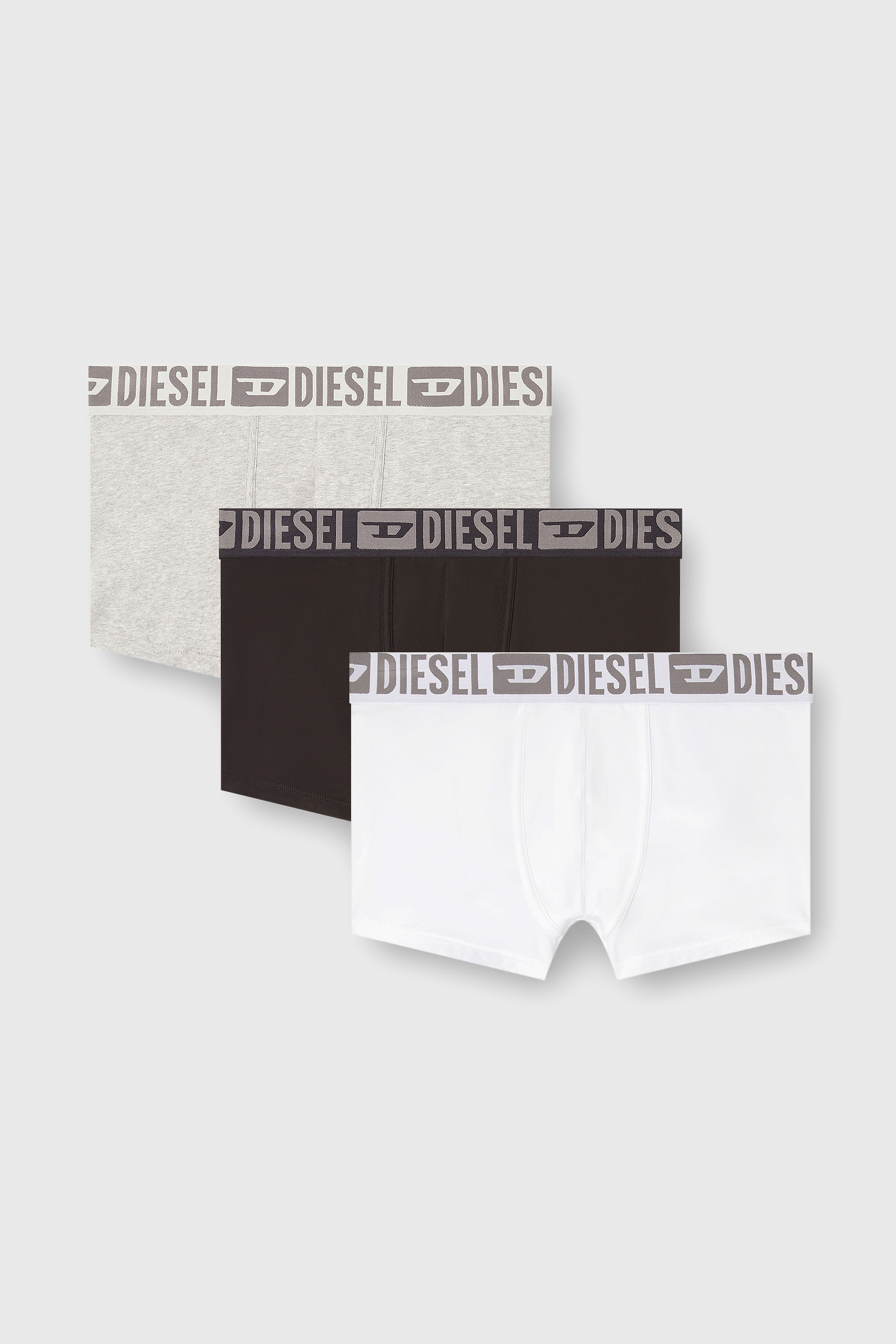 Diesel - MIKE-D-CORE-3PACK, Herren Boxershorts aus Baumwollstretch mit tonalem Bund im Dreierpack in Weiss/Schwarz - 1