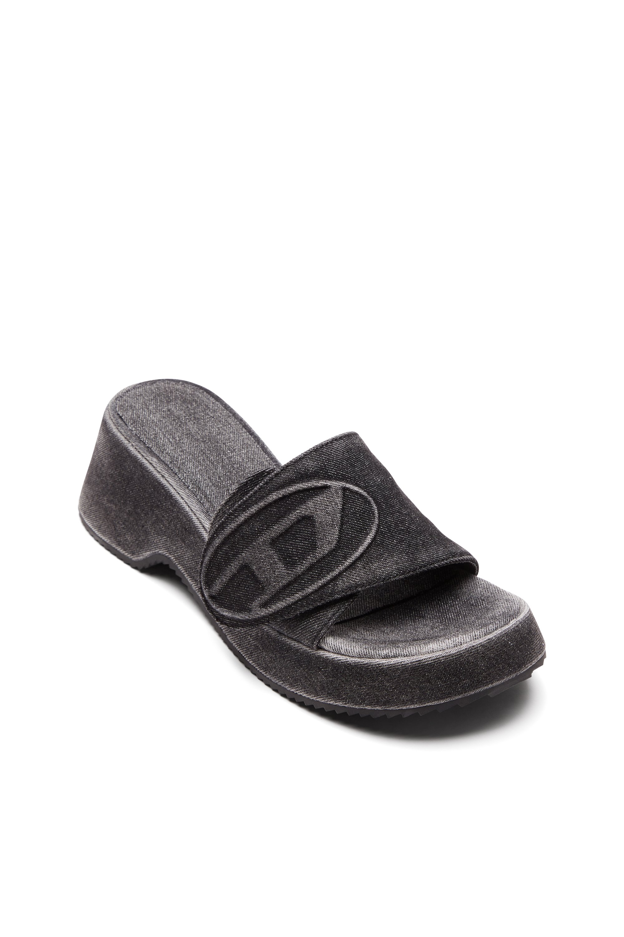 Diesel - SA-OVAL D PF W, Damen Sa-Oval D-Slide-Sandaletten aus Denim mit Oval D-Riemen in Schwarz - 6