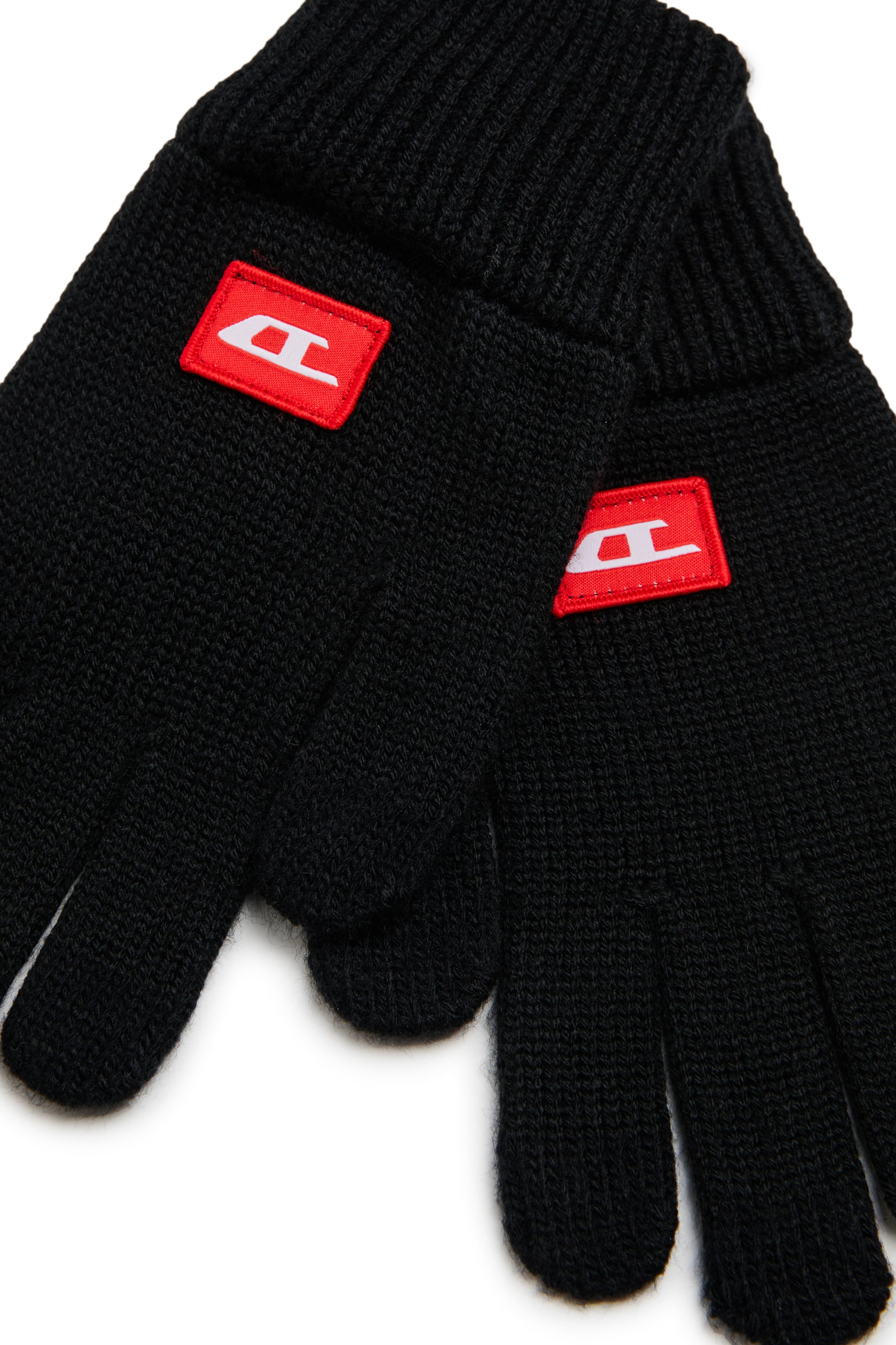 Diesel - NLOT, Unisex Touchscreen-Handschuhe aus Wollmischgewebe in Schwarz - 2