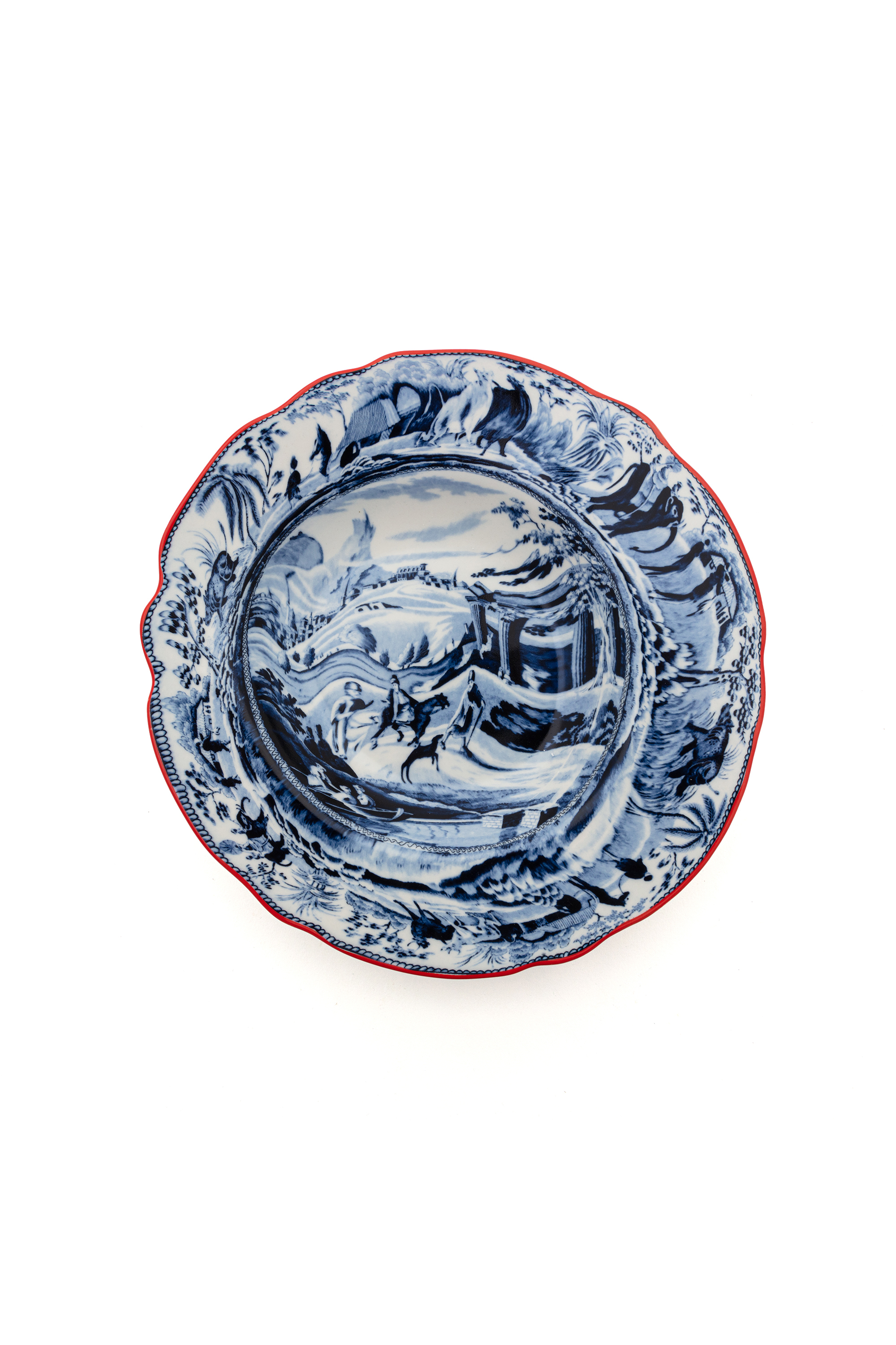 Diesel - 11220 SOUP PLATE IN PORCELAIN "CLASSIC O, Unisex Suppenteller aus Porzellan in Weiss/Blau - 1