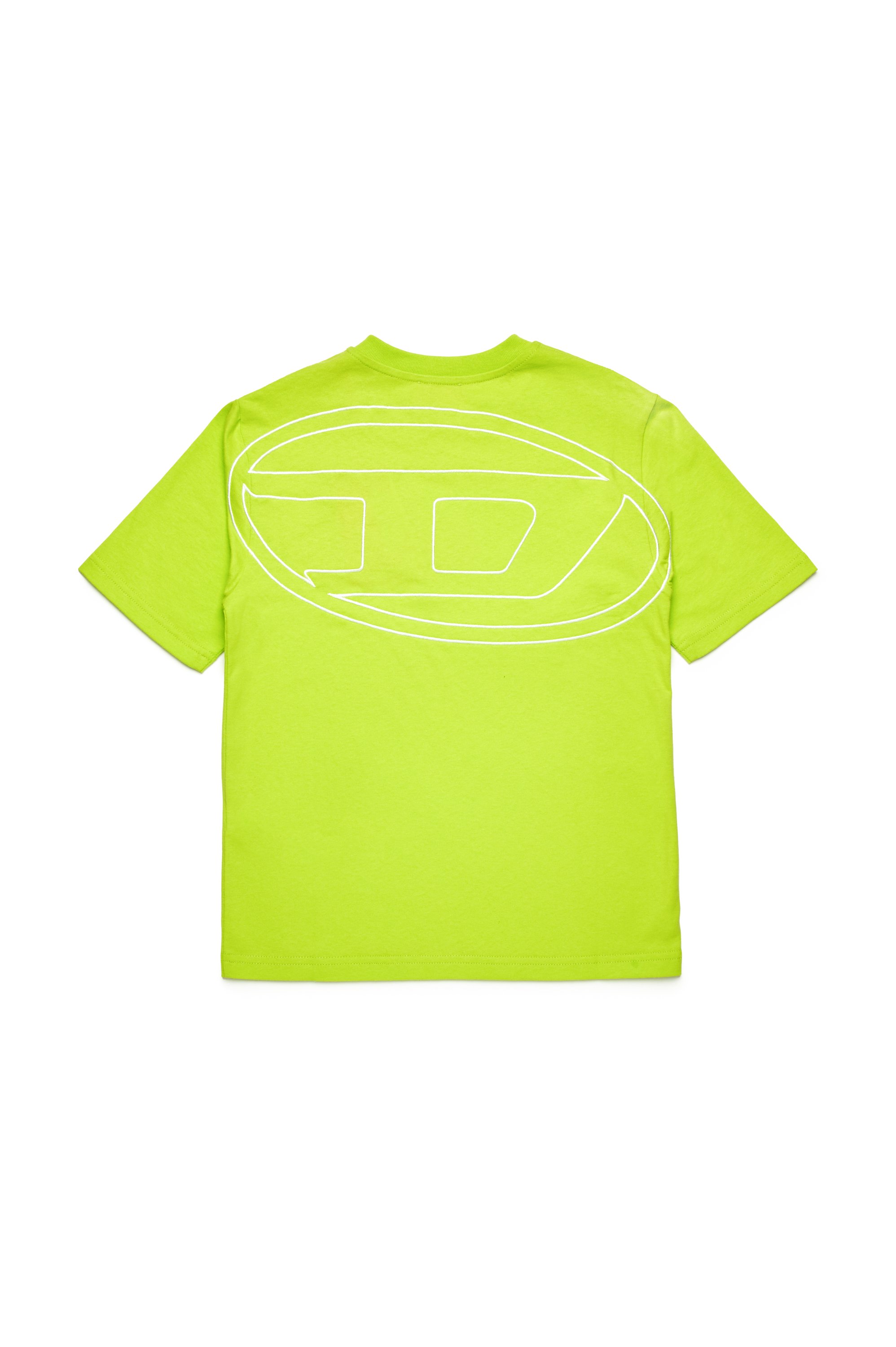 Diesel - TBOGGYMEGOVALD OVER, Herren T-Shirt mit großer Oval D-Stickerei in Neongrün - 2