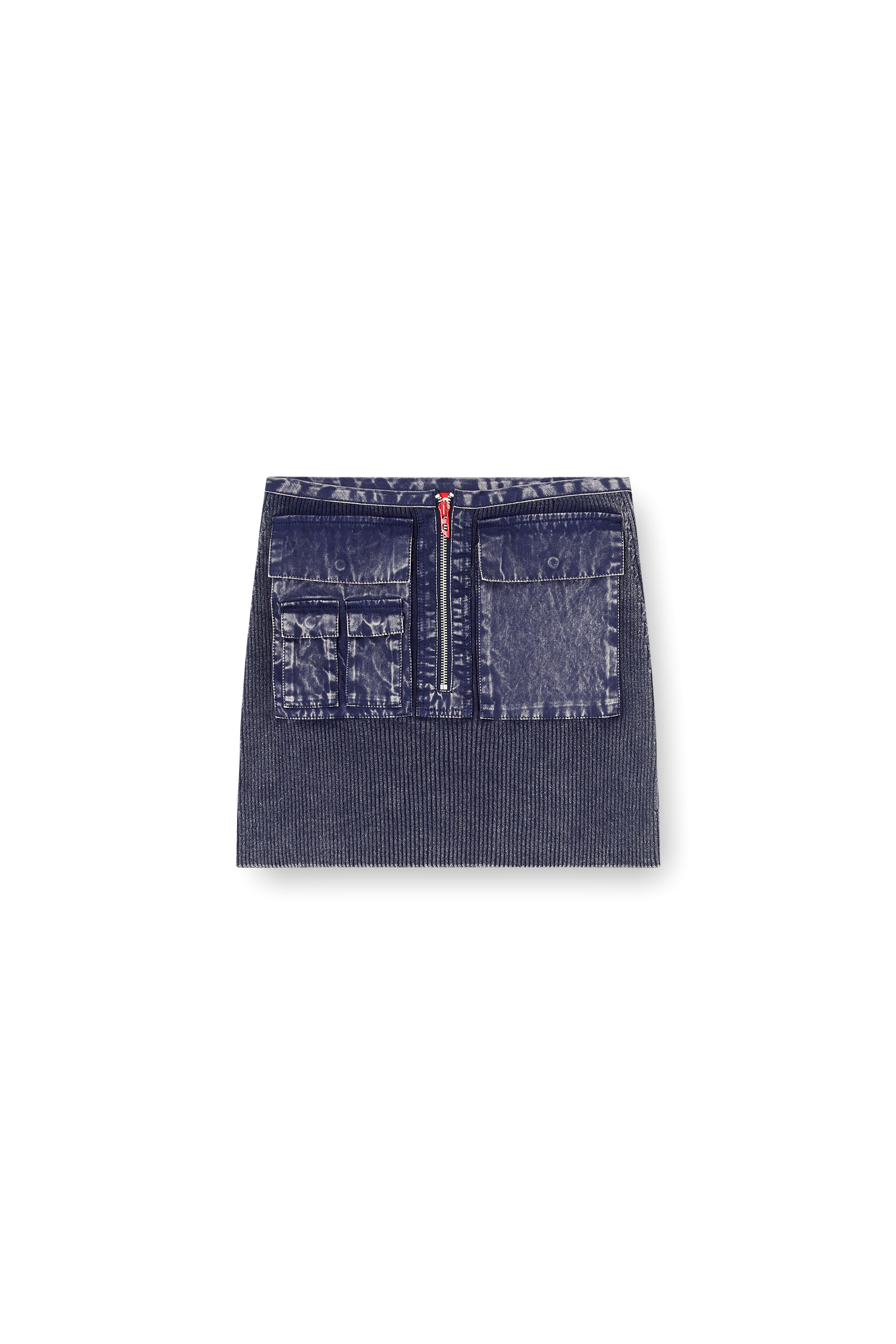 Diesel - M-MERYN-SHORT, Damen Gerippter Minirock mit Denim-Behandlung in Blau - 3