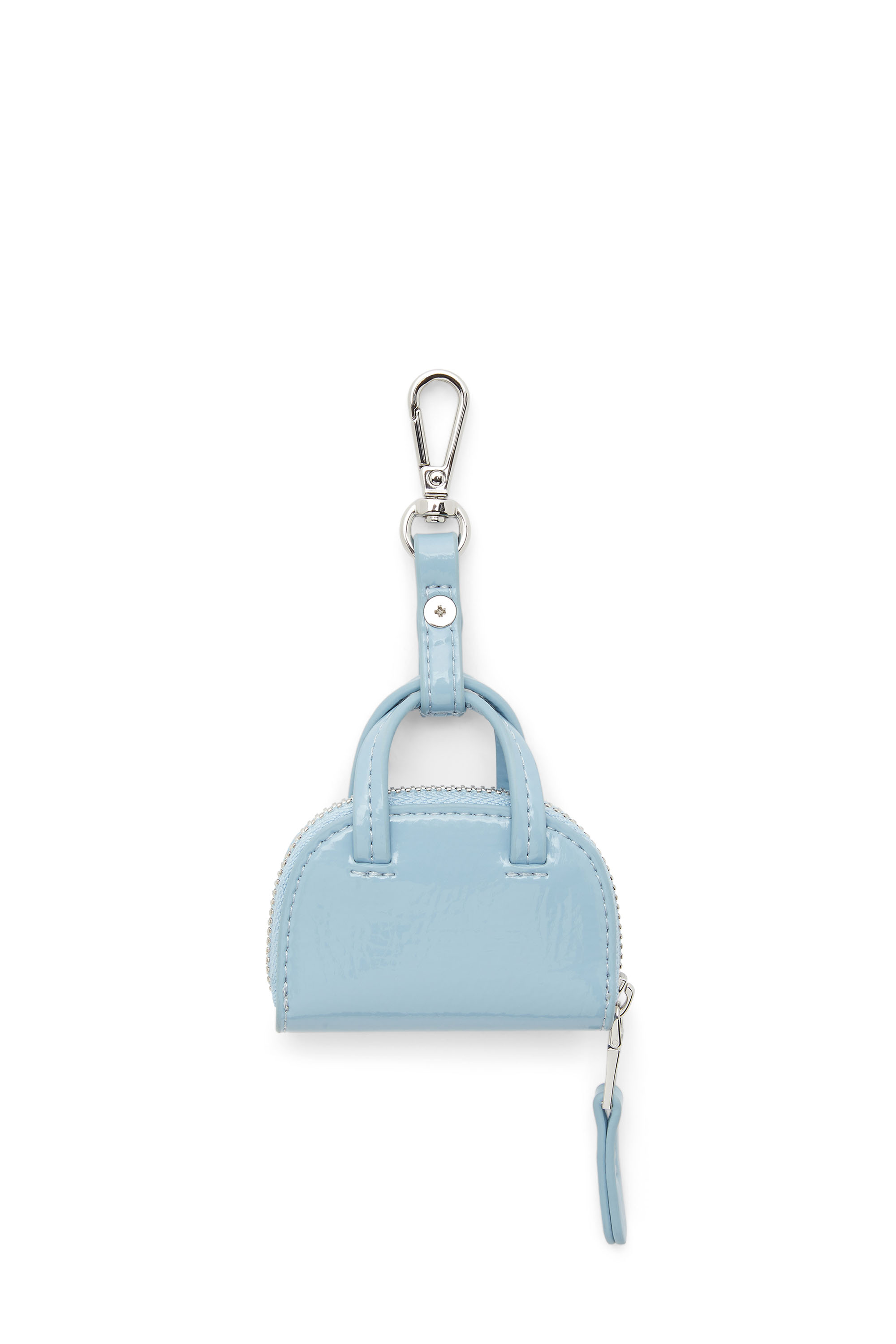 Diesel - 1DR DOME CHARMS, Damen Taschenanhänger aus glänzendem, geknittertem Naplak in Azurblau - 3