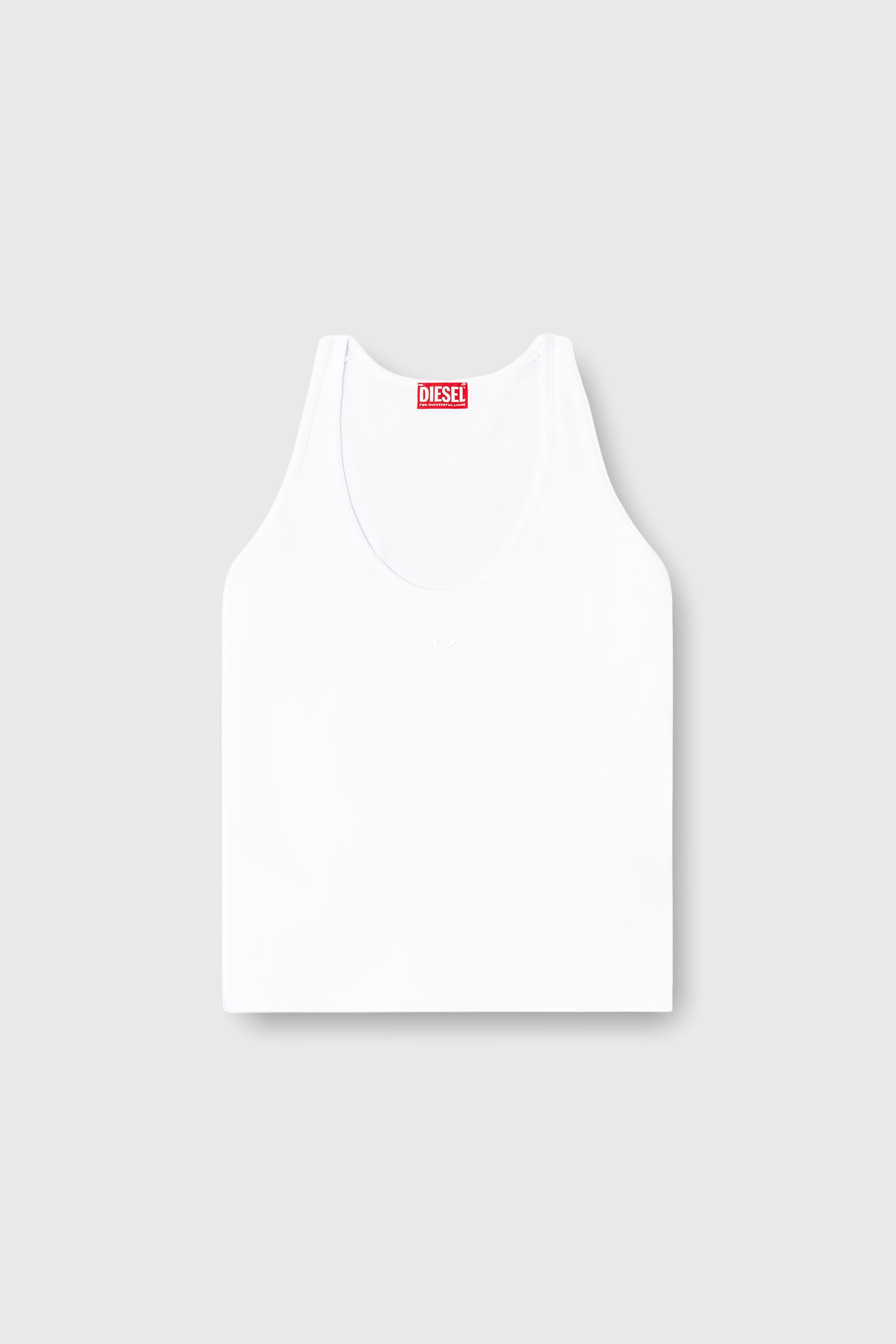 Diesel - T-IPSYA-LKDS, Damen Geripptes Tanktop mit Oval D in Wei&szlig; - 2