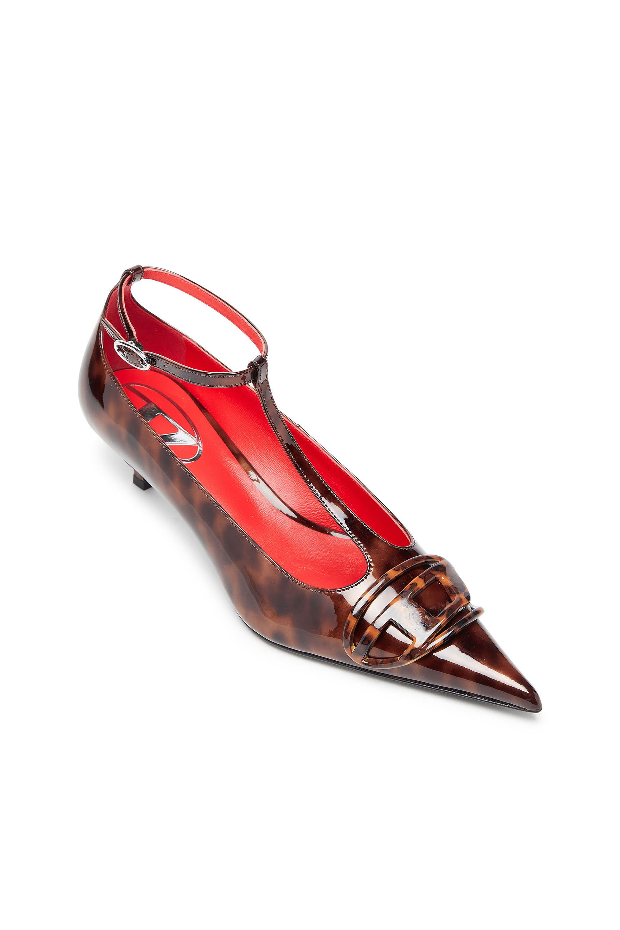 Diesel - D-VENUS KITTIE T-BAR, Damen D-Venus - Patent Leopard T-Bar Pumps in Braun - 5