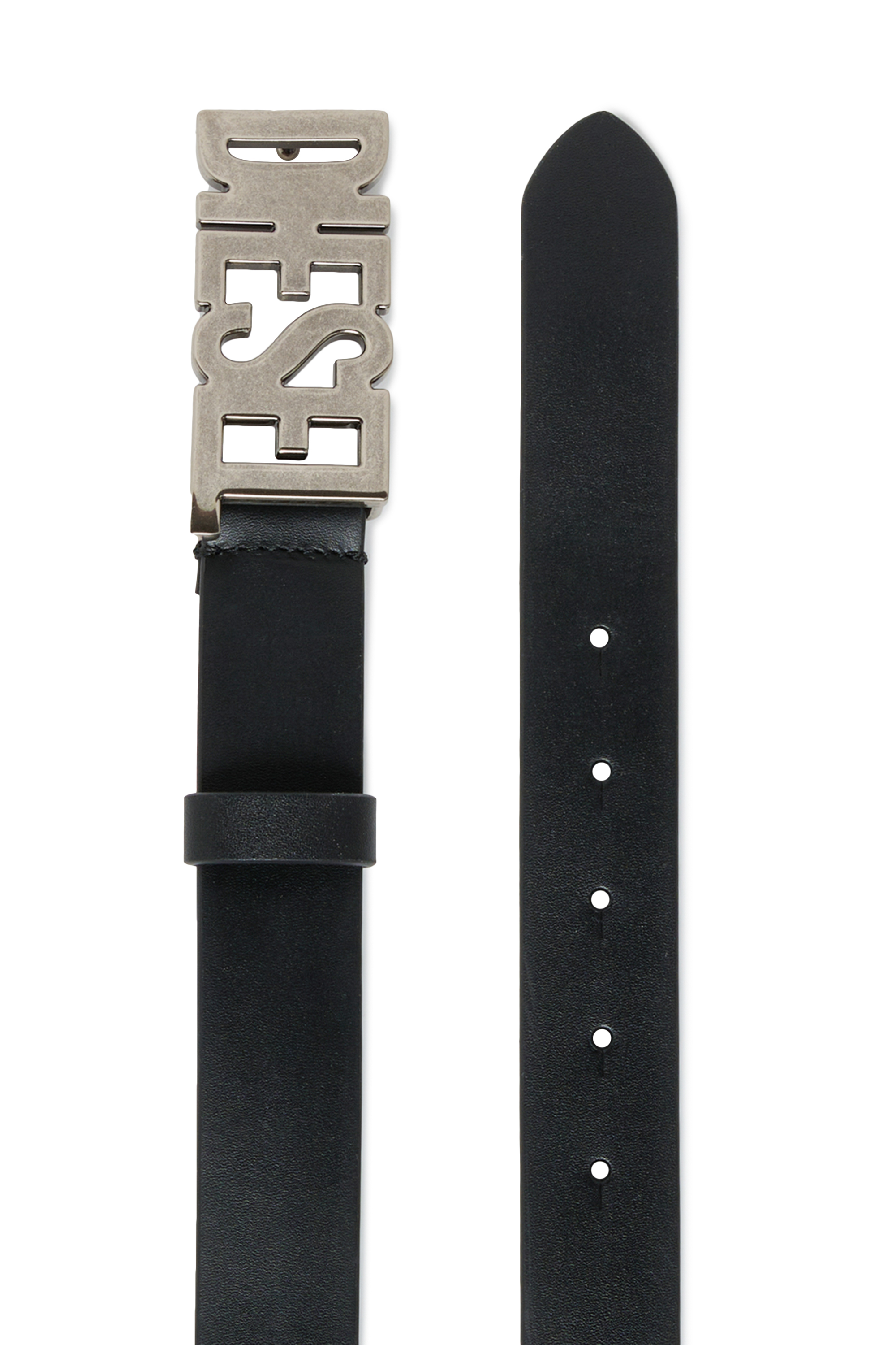 Diesel - BWR, Unisex 3 cm Lederg&uuml;rtel mit Diesel-Schlie&szlig;e in Schwarz - 2