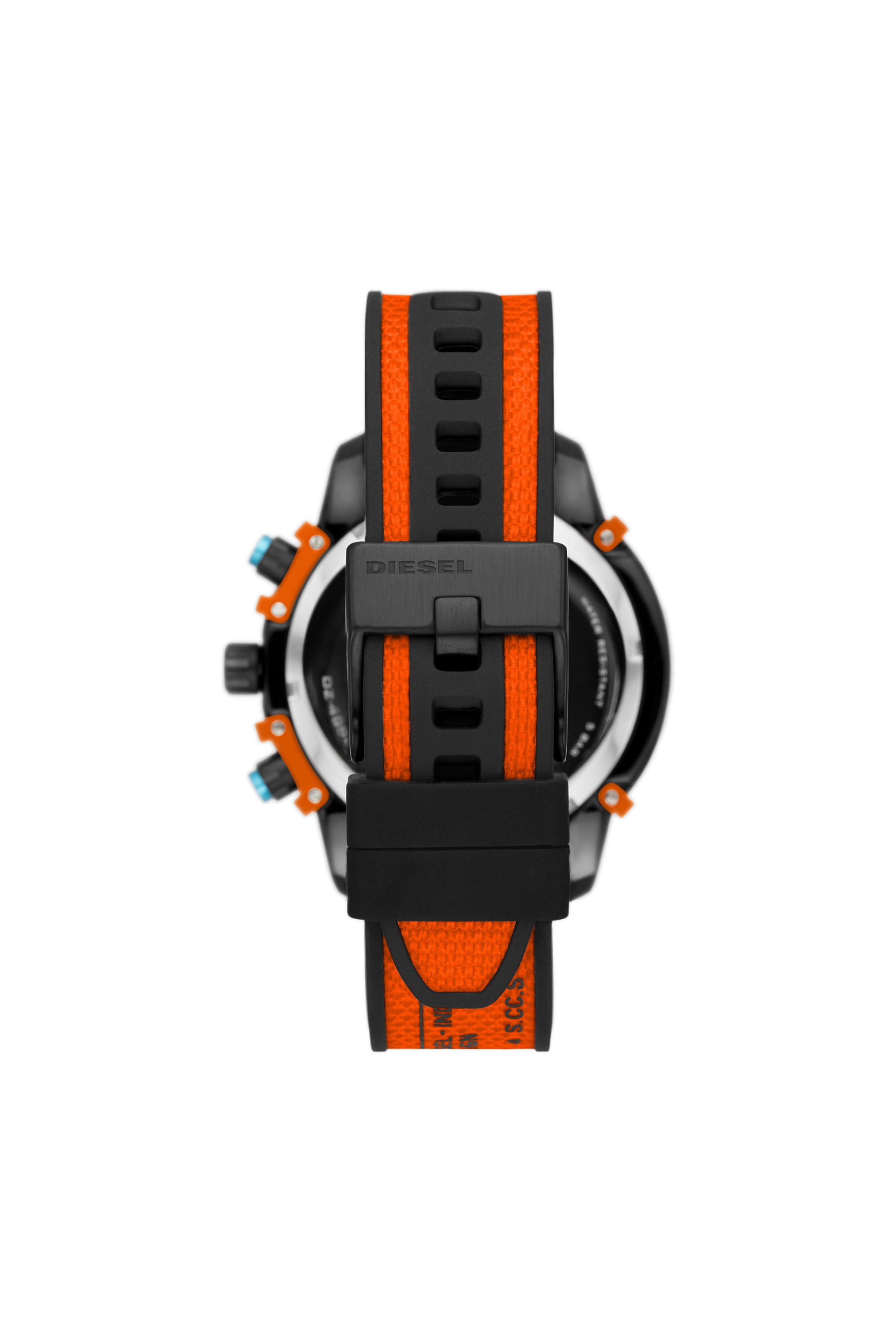 Diesel - DZ4562, Herren Griffed-Armbanduhr mit Chronographen-Uhrwerk und orangefarbenem Canvasarmband in Orange - 2
