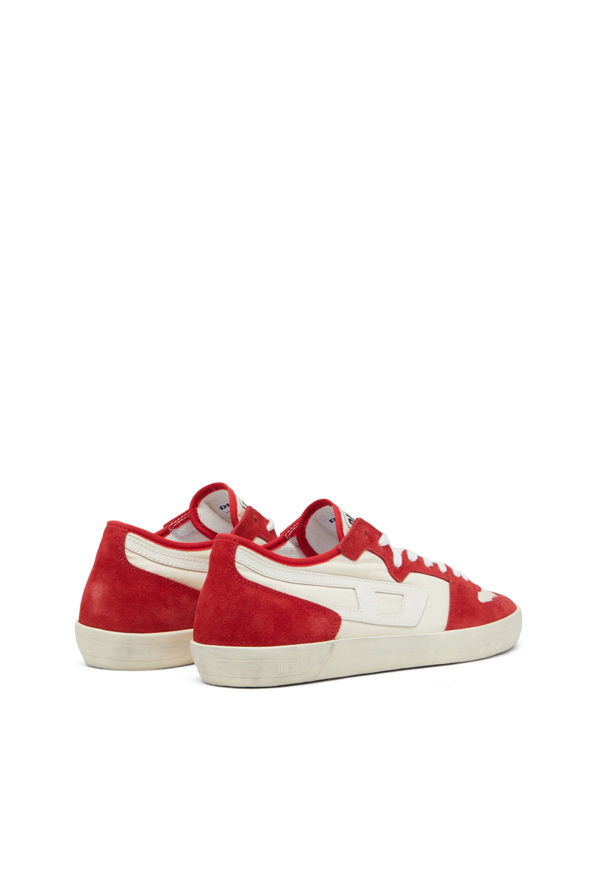 Diesel - S-LEROJI D-1 LOW, Herren Sneakers aus gepolstertem Ripstop und Veloursleder in Rot/Weiss - 3