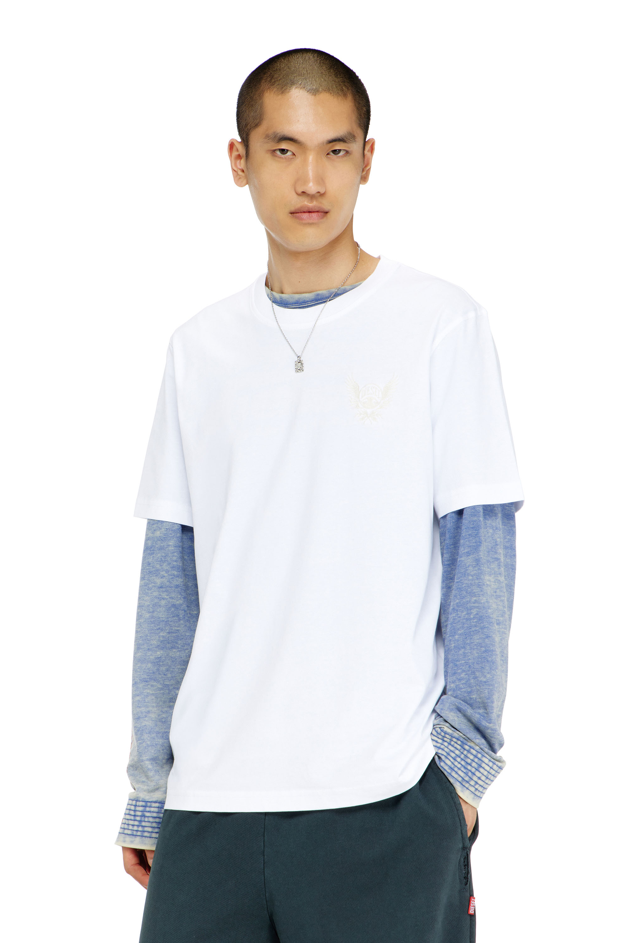 Diesel - T-ADJUST-AA8, Herren Baumwoll-T-Shirt mit Logo-Motiv auf der Brust in Wei&szlig; - 1