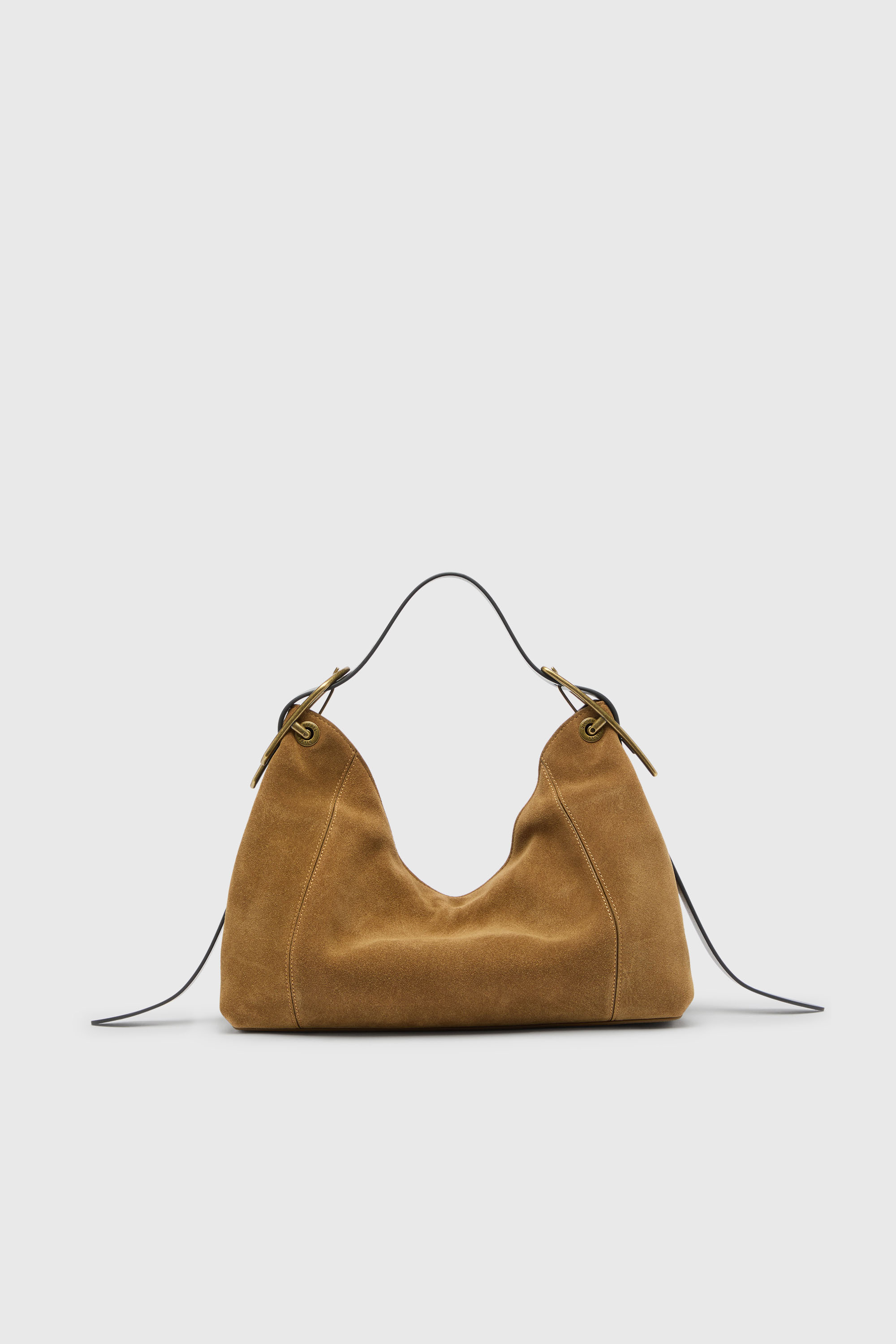 Diesel - D-LINE HOBO S, Damen D-Line Schultertasche aus gewachstem Veloursleder in Hellbraun - 2