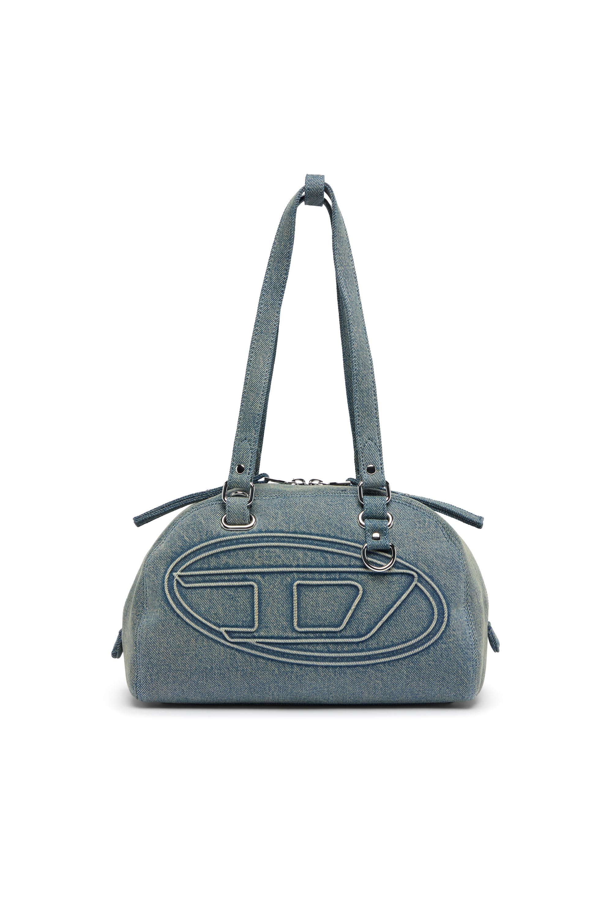 Diesel - 1DR DOME SOFT SHOULDER, Unisex 1DR Dome-Schultertasche aus Denim mit Oval D Logo in Hellblau - 1