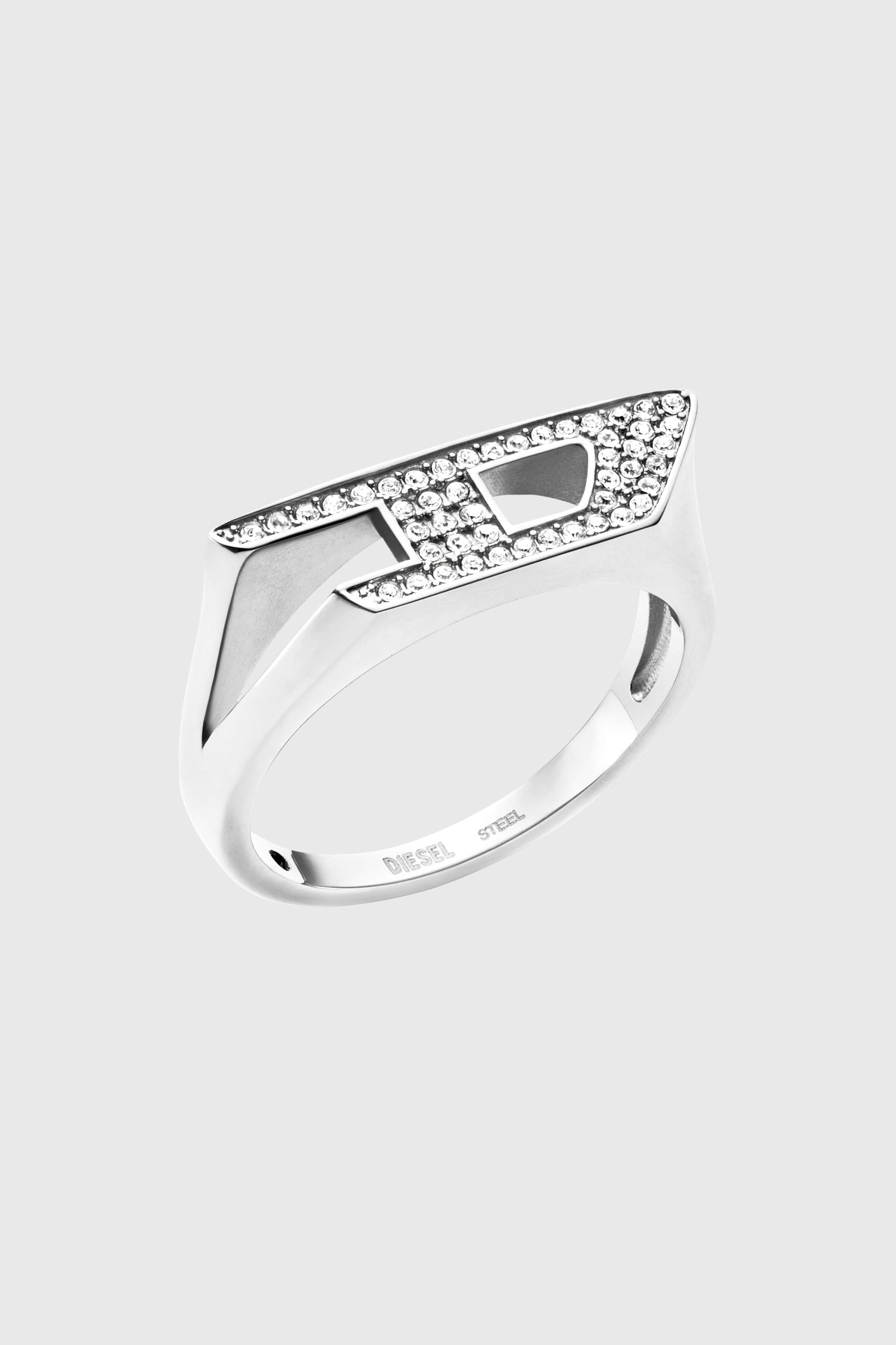 Diesel - DX1629040 JEWELLERY, Unisex Siegelring aus Edelstahl mit Glitzereffekt in Silber - 1