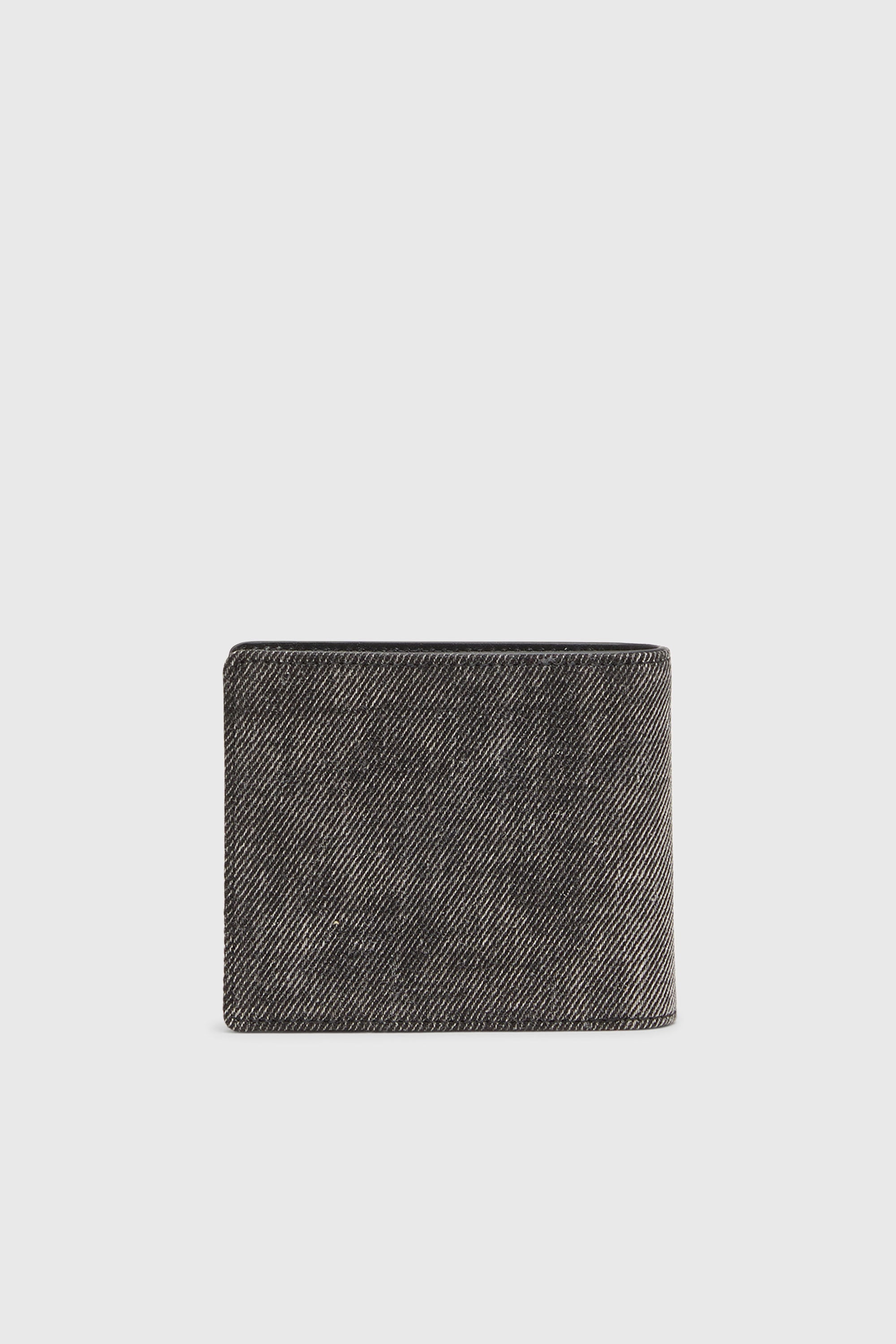 Diesel - 1DR BI FOLD COIN S 3D, Unisex Brieftasche aus gewaschenem Denim in Dunkelgrau - 2