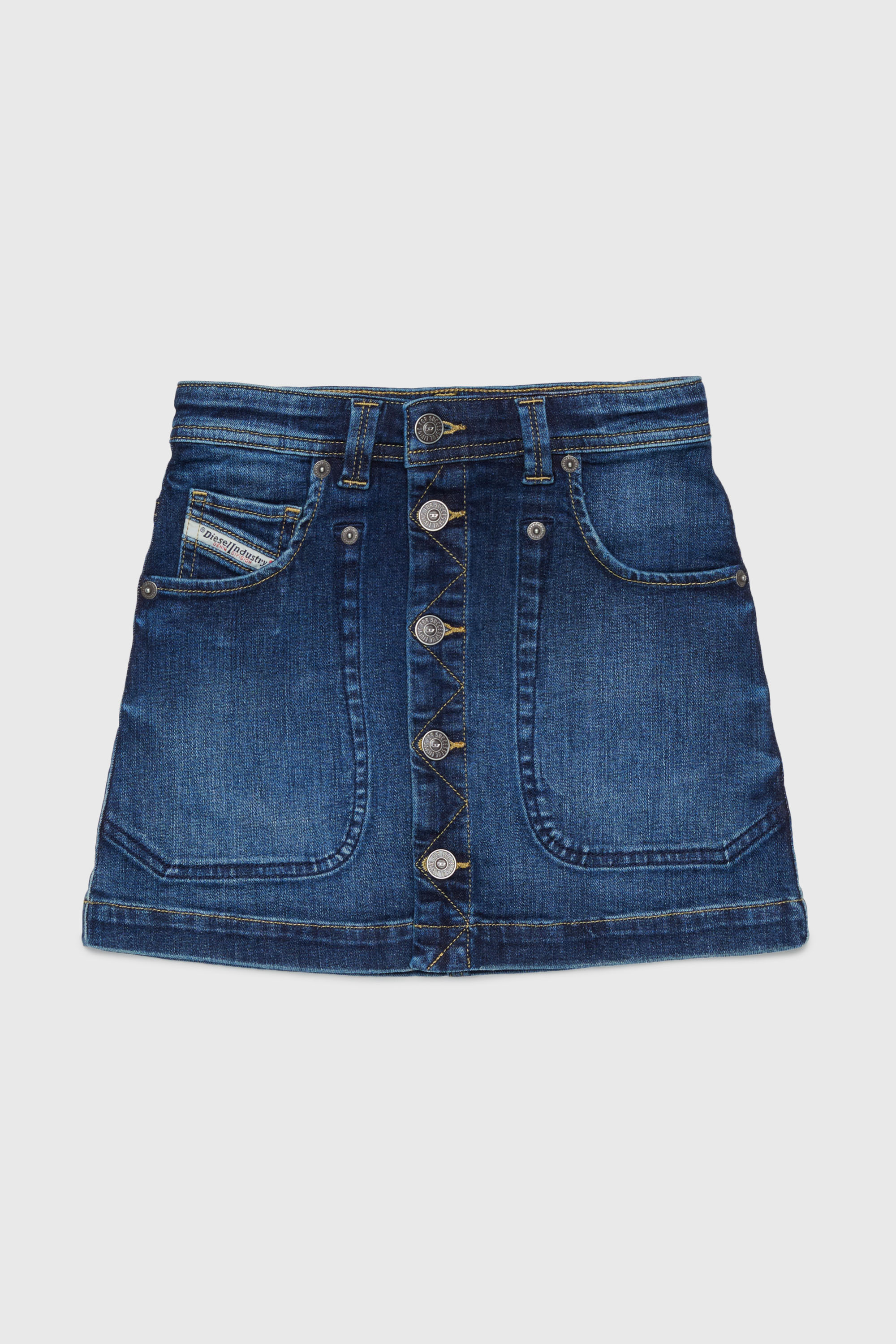 Diesel - GEALBUS, Damen Jeansrock in Denim mit Knopfleiste in Mittelblau - 1