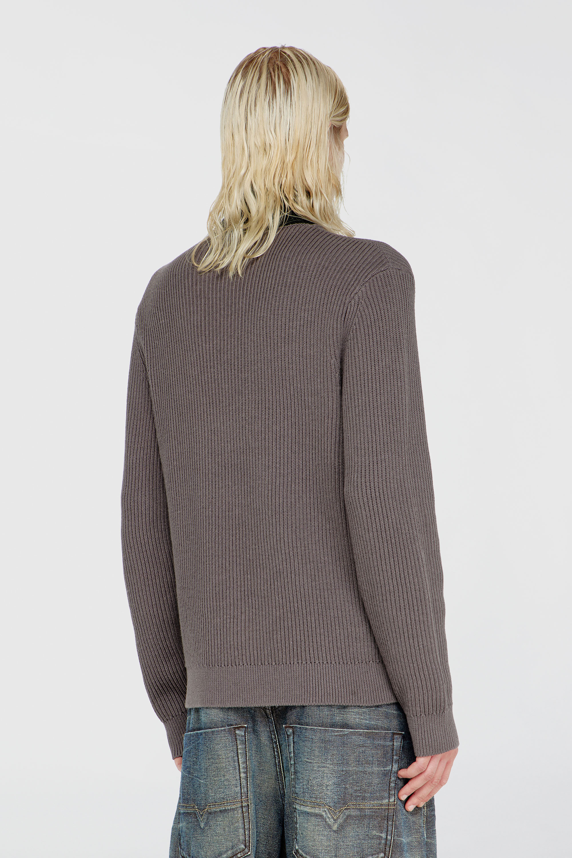 Diesel - K-MAMU, Herren Pullover mit half-zip und doppellagigem Kragen in Schwarz/Grau - 4