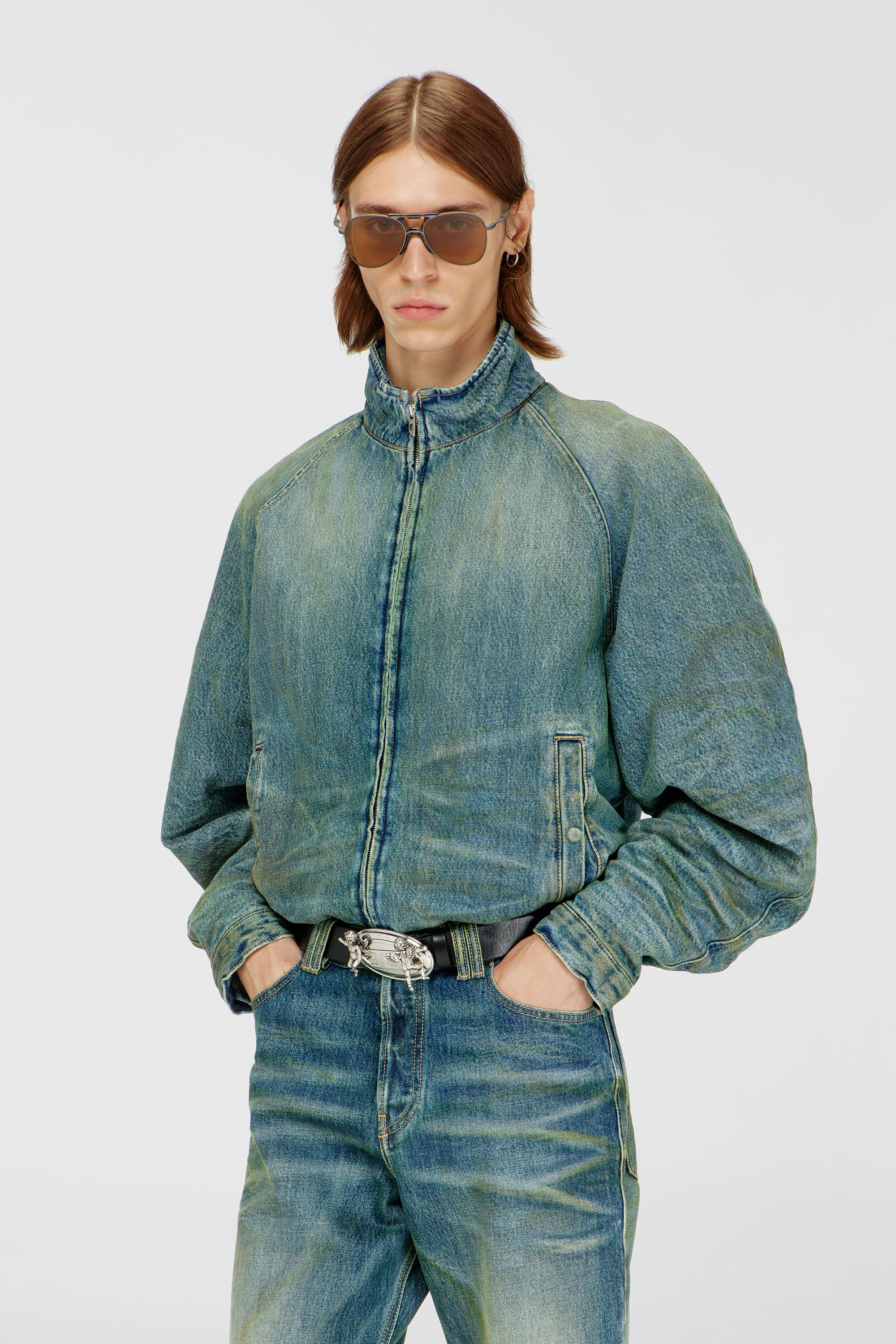Diesel - D-BARUS-FSJ2, Herren Steppjacke aus Denim mit Knitter- und Used-Effekt in null - 1