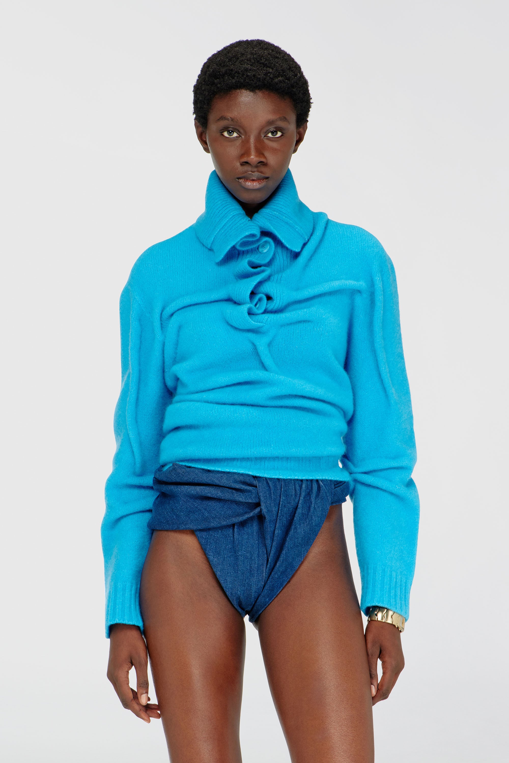 Diesel - M-AMARY, Damen Pullover mit Knopfleiste aus gekochtem, zerknittertem Strick in null - 1