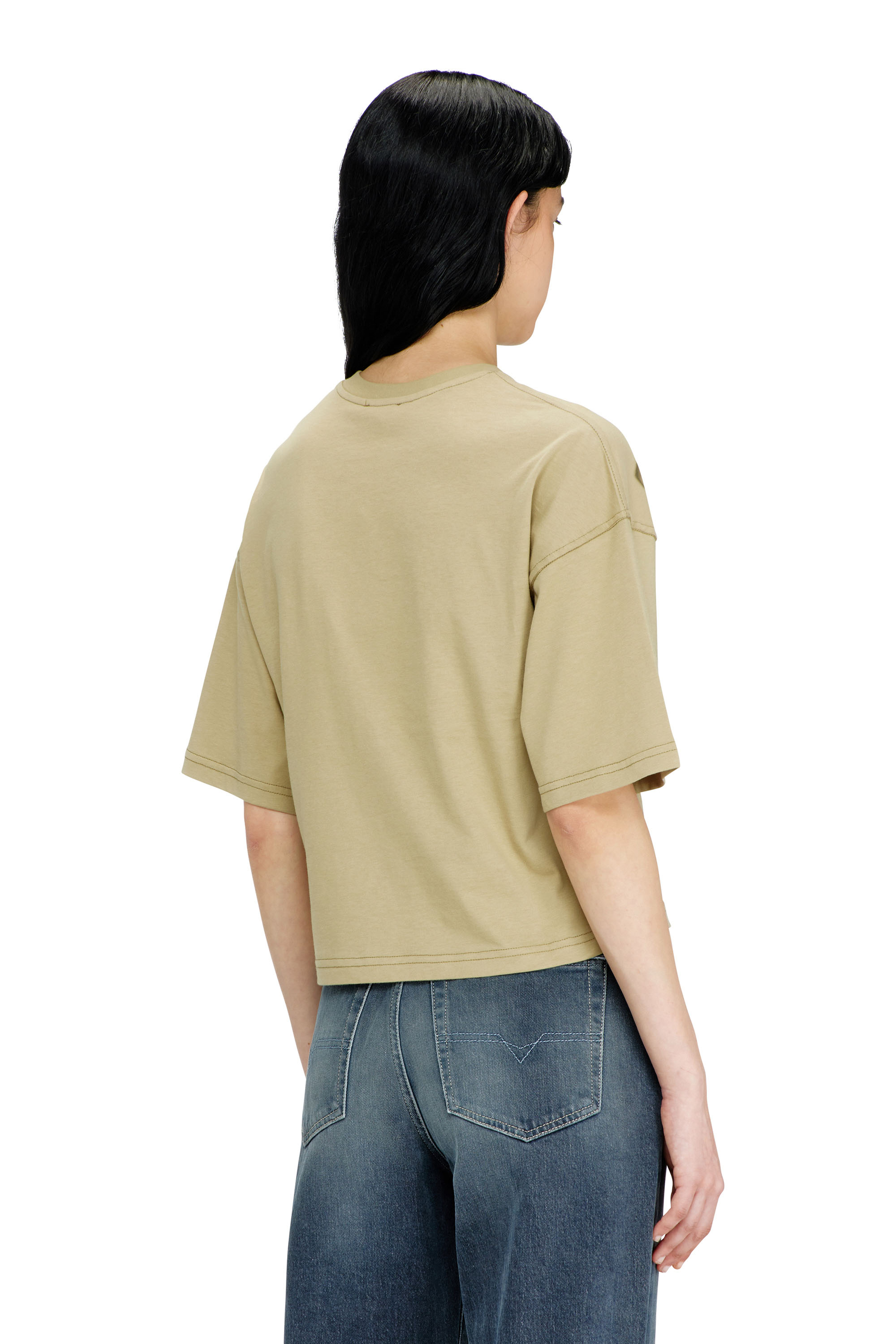 Diesel - T-CROPYN-AA1, Damen Kurz geschnittenes T-Shirt mit Digitaldruck in Gr&uuml;n - 4