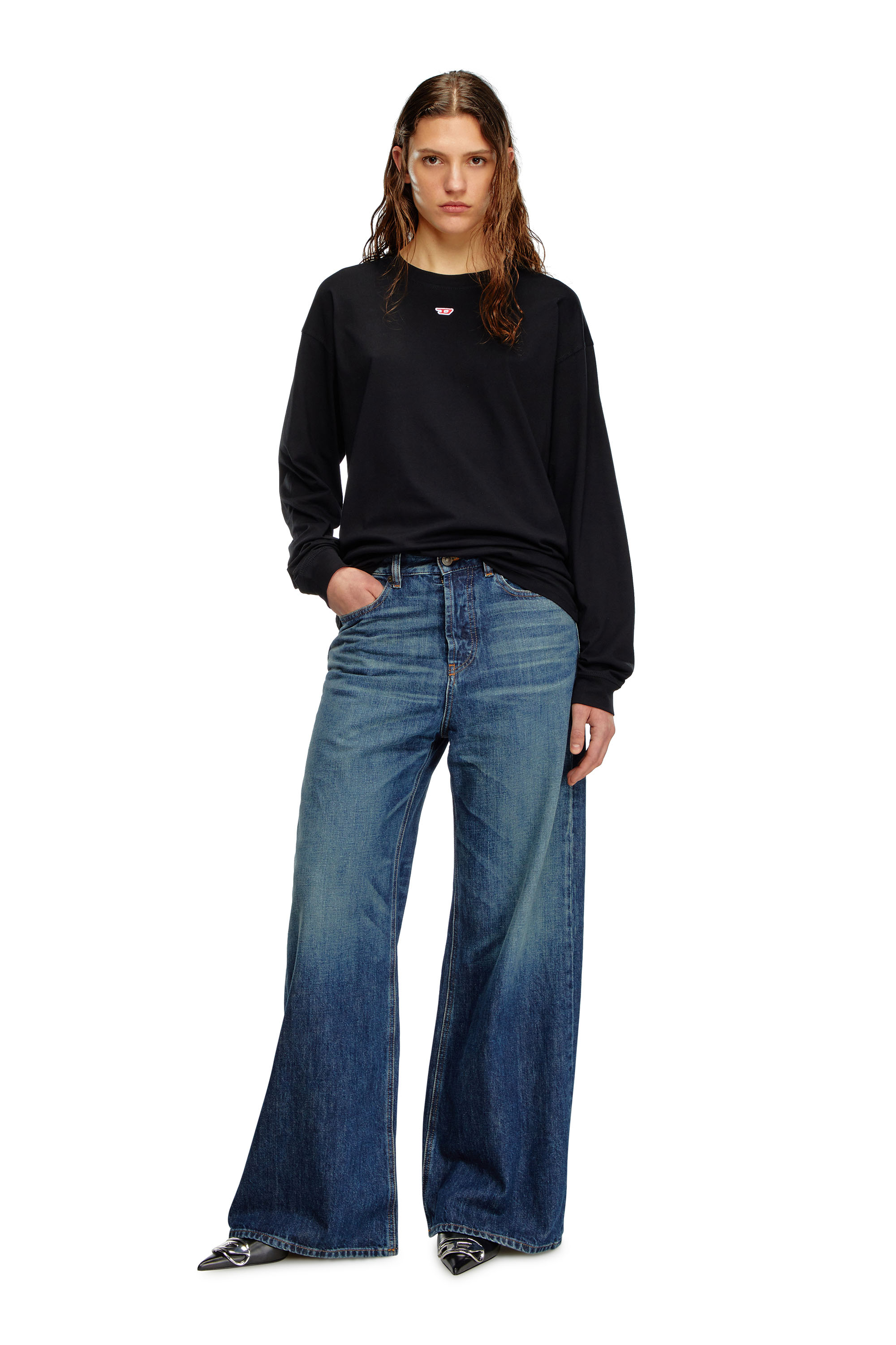 Diesel - T-BOXT-LS-D, Unisex Langarm-T-Shirt mit D-Patch in Schwarz - 6