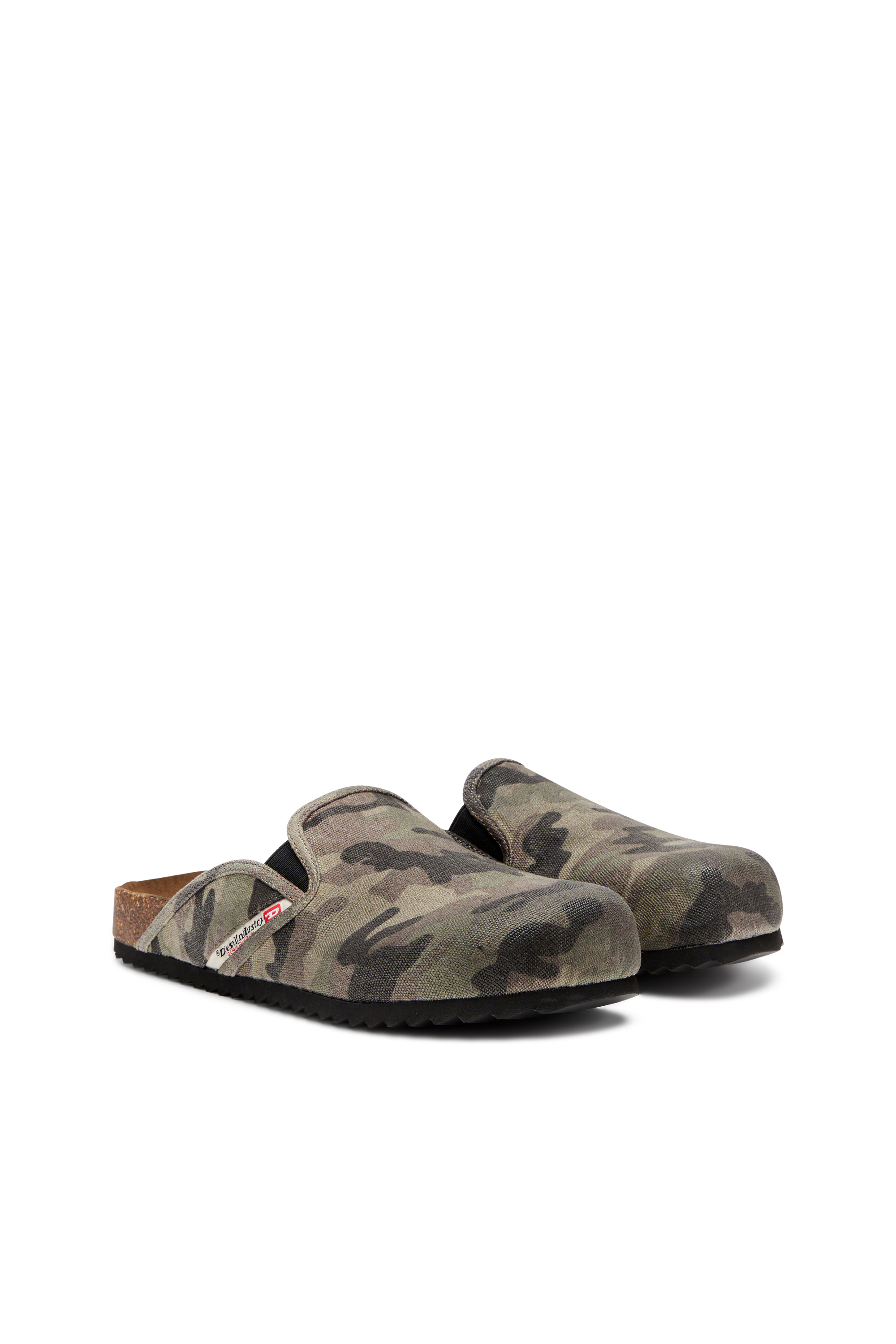 Diesel - D-WOODSTOCK SLIP-ON, Herren Pantoletten aus Camouflage-Canvas in Armeegrün - 2