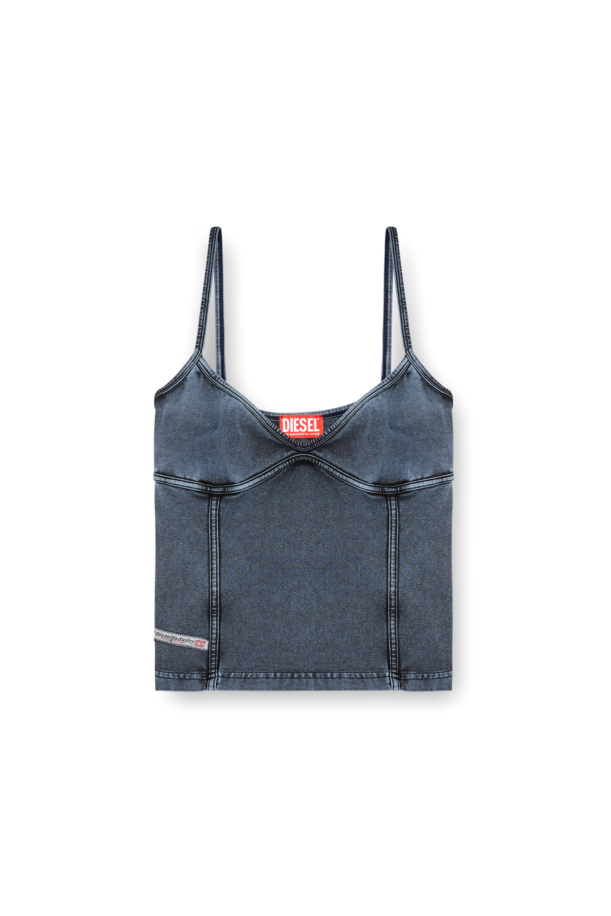 Diesel - T-ONY, Damen Trägertop aus Jersey in Denim-Optik in Dunkelblau - 2