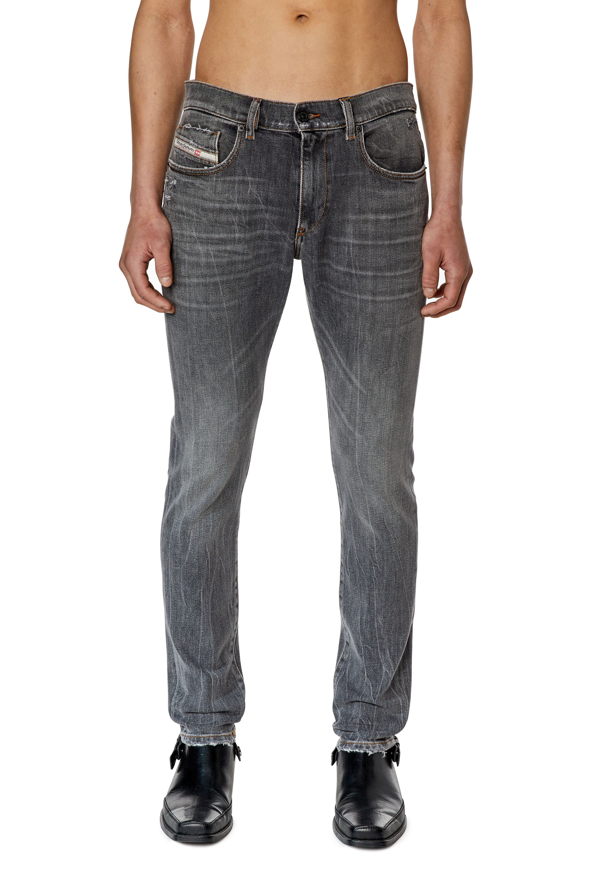 Diesel - 2019 D-Strukt 09E80 Slim Jeans, Schwarz/Dunkelgrau - Image 1