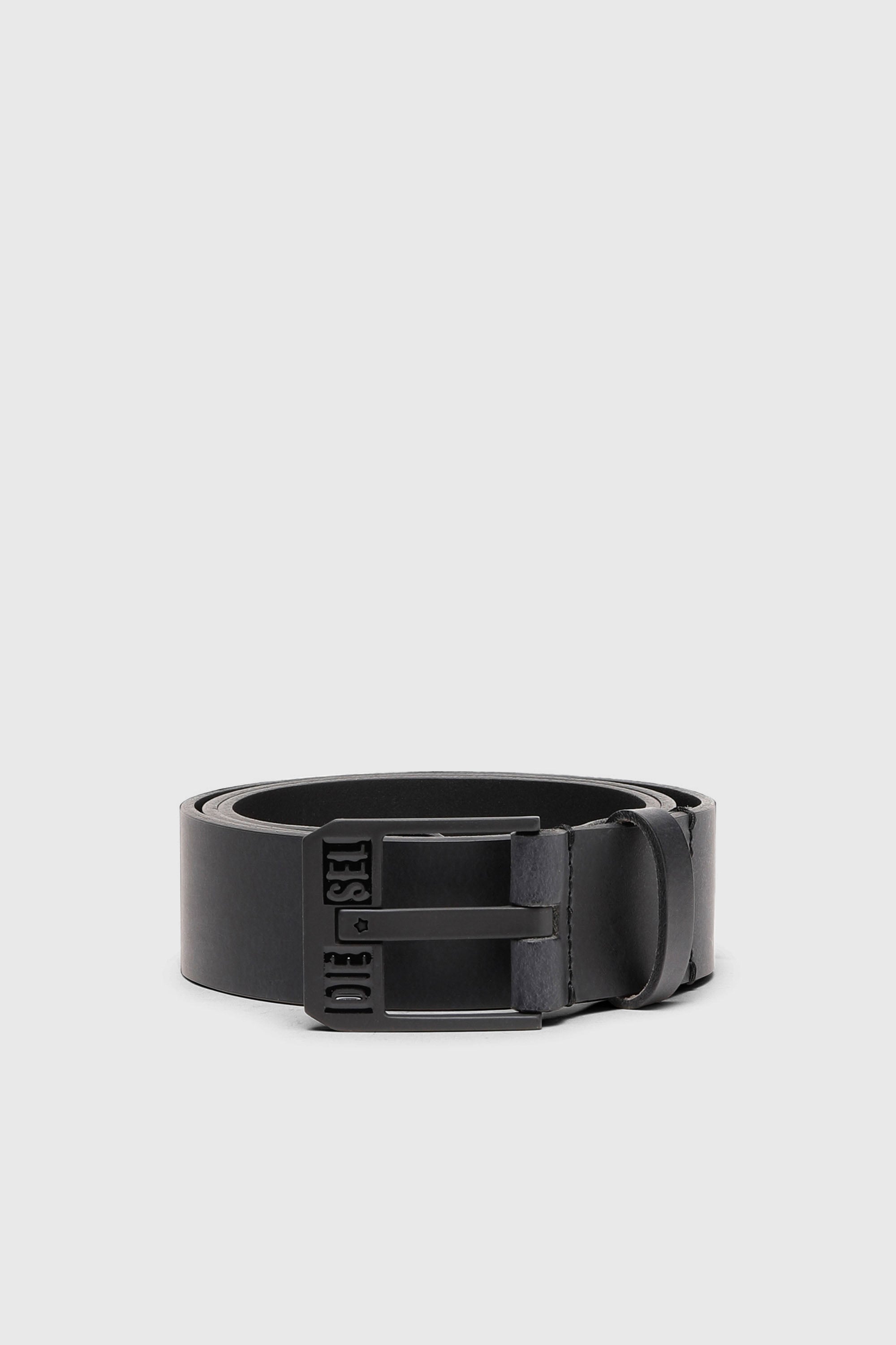 Diesel - BLUESTAR II, Herren 3.9cm G&uuml;rtel aus Leder mit Sternen-Logo-Schlie&szlig;e in Dunkelgrau - 1