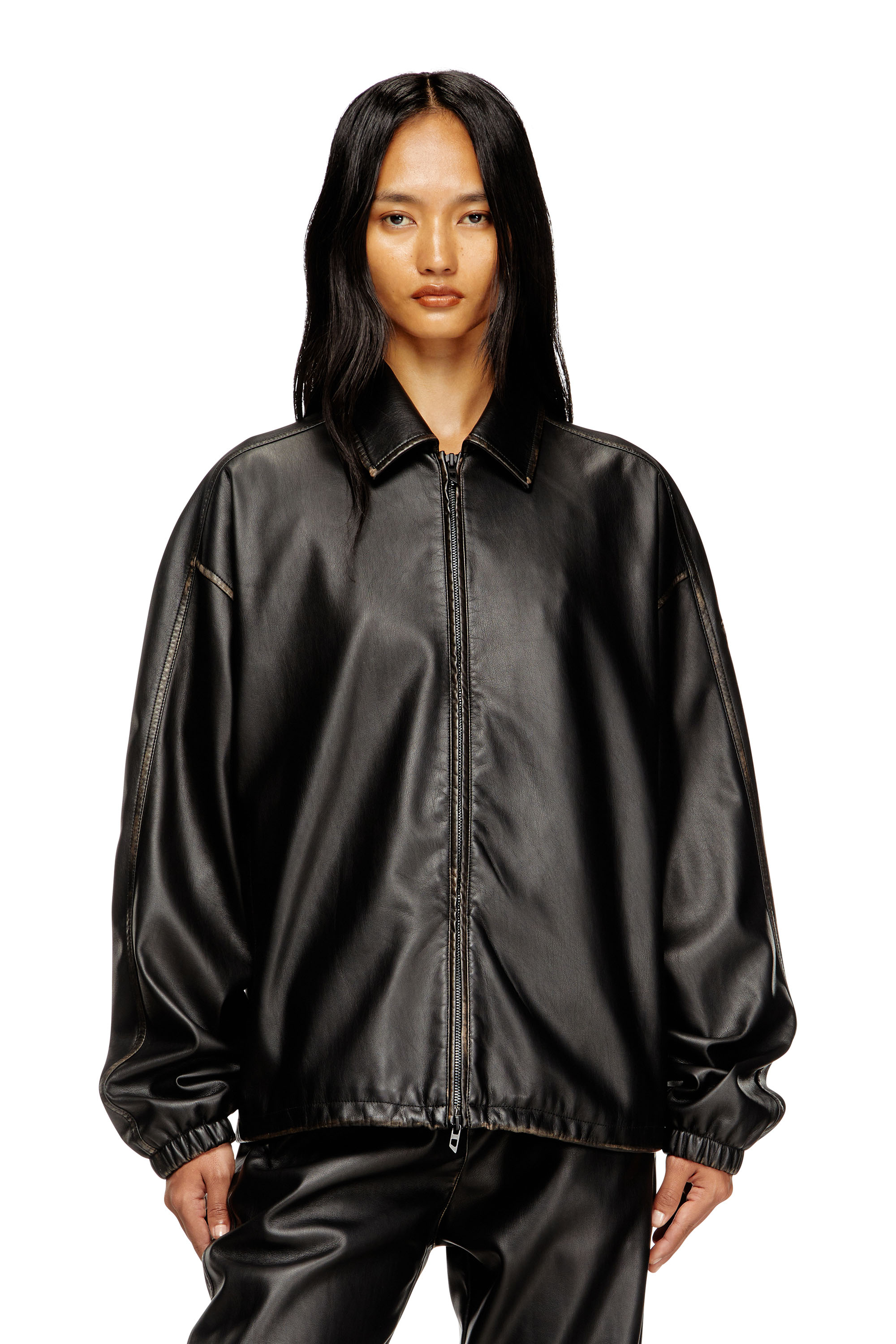 Diesel - J-AKE, Unisex Jacke aus behandeltem technischem Gewebe in Schwarz - 1
