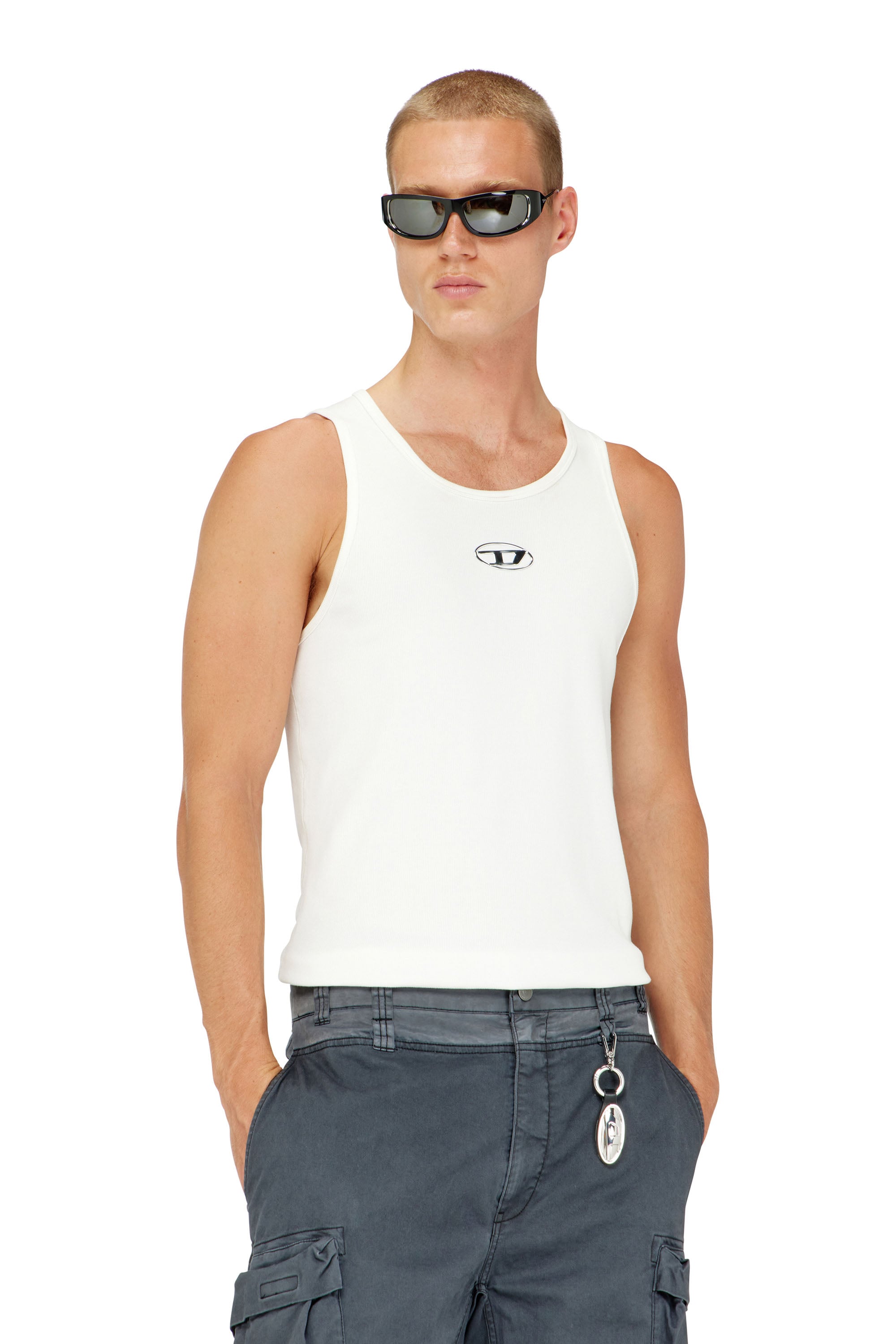 Diesel - T-LIFTY-IOD, Herren Baumwoll-Tanktop mit Logo in Wei&szlig; - 1