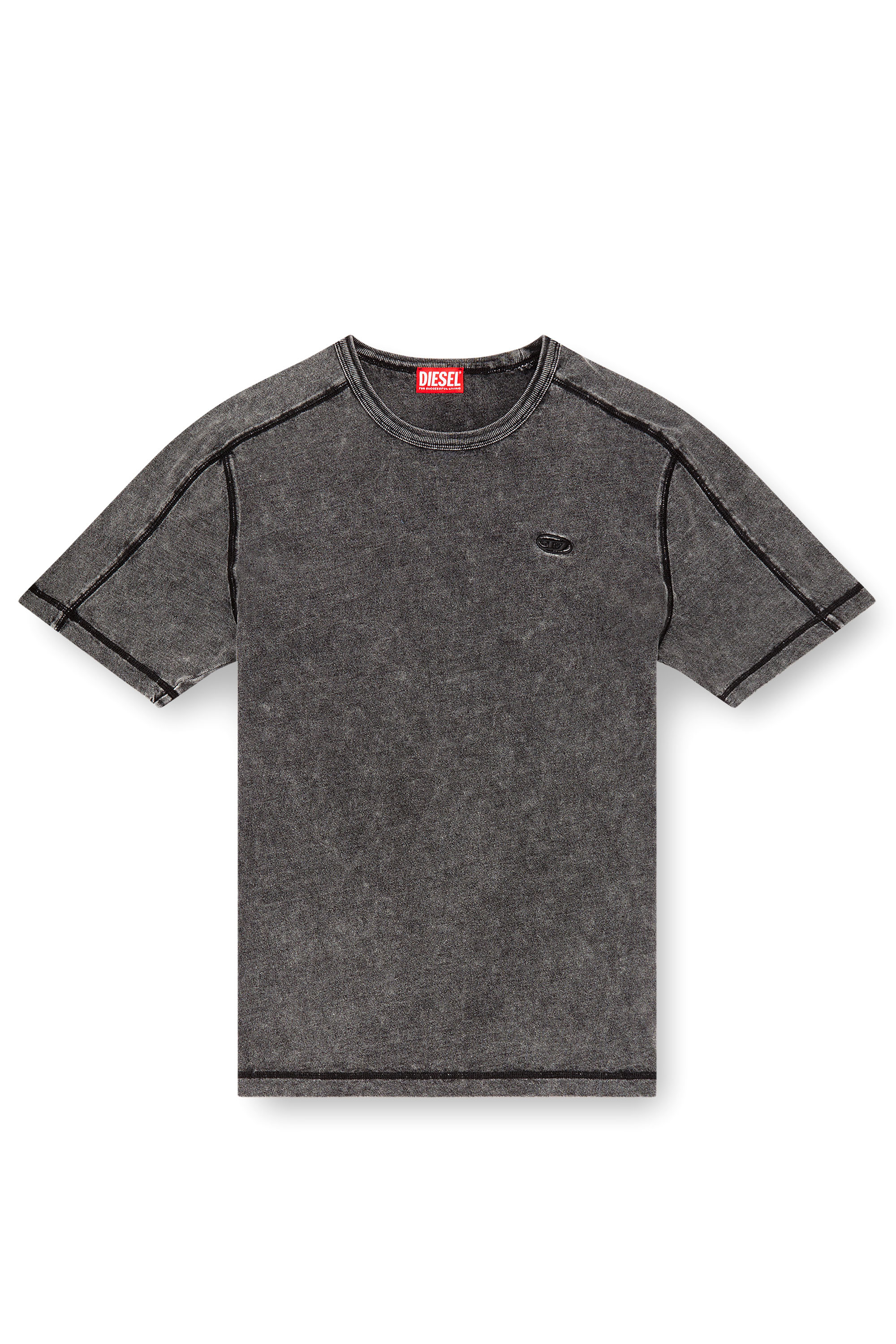 Diesel - T-ADJIND, Herren T-Shirt aus Jersey in Denim-Optik in Schwarz - 4