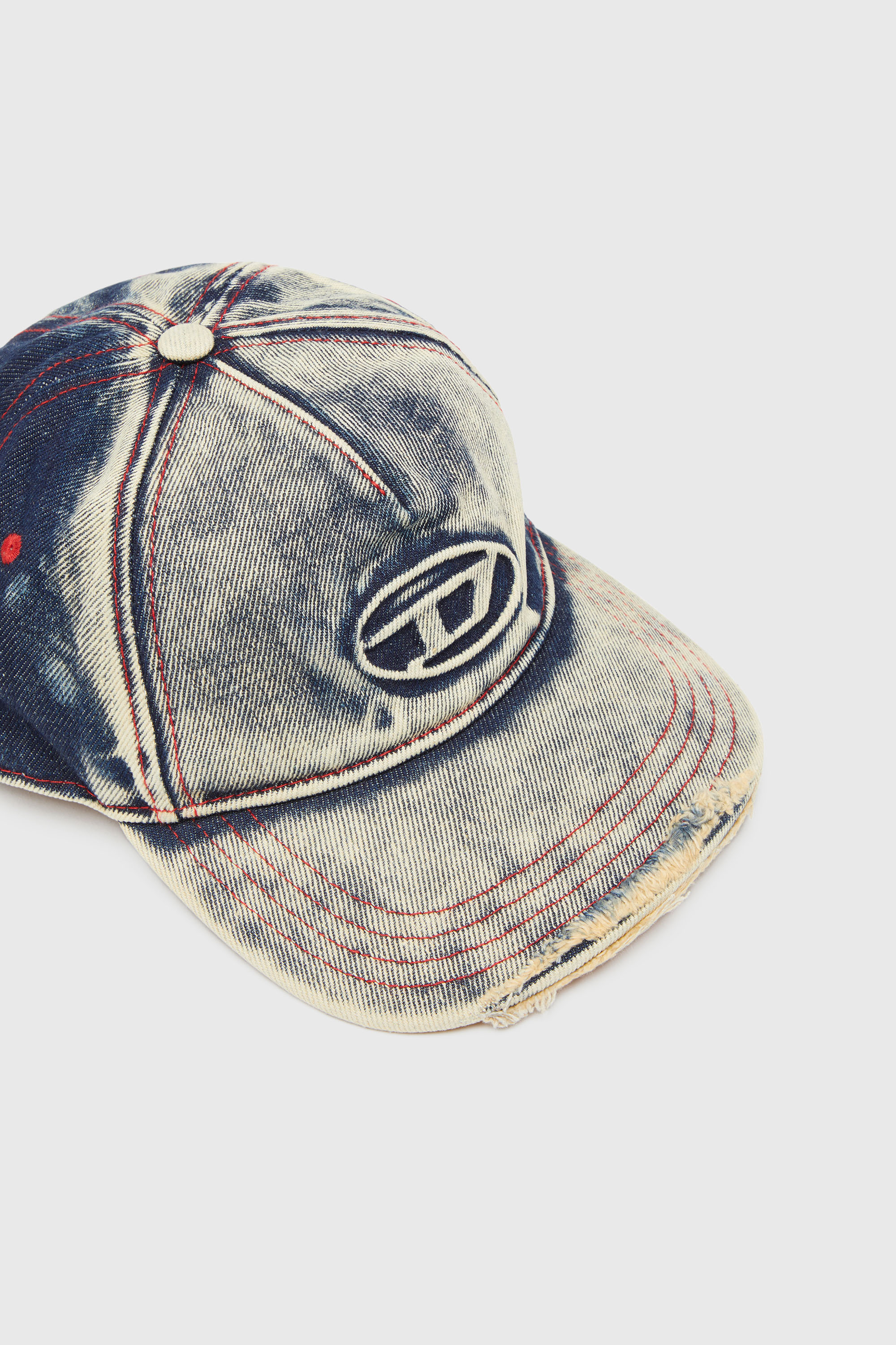 Diesel - C-SEYMON, Unisex Basecap aus behandeltem Denim in Blau/Weiss - 3