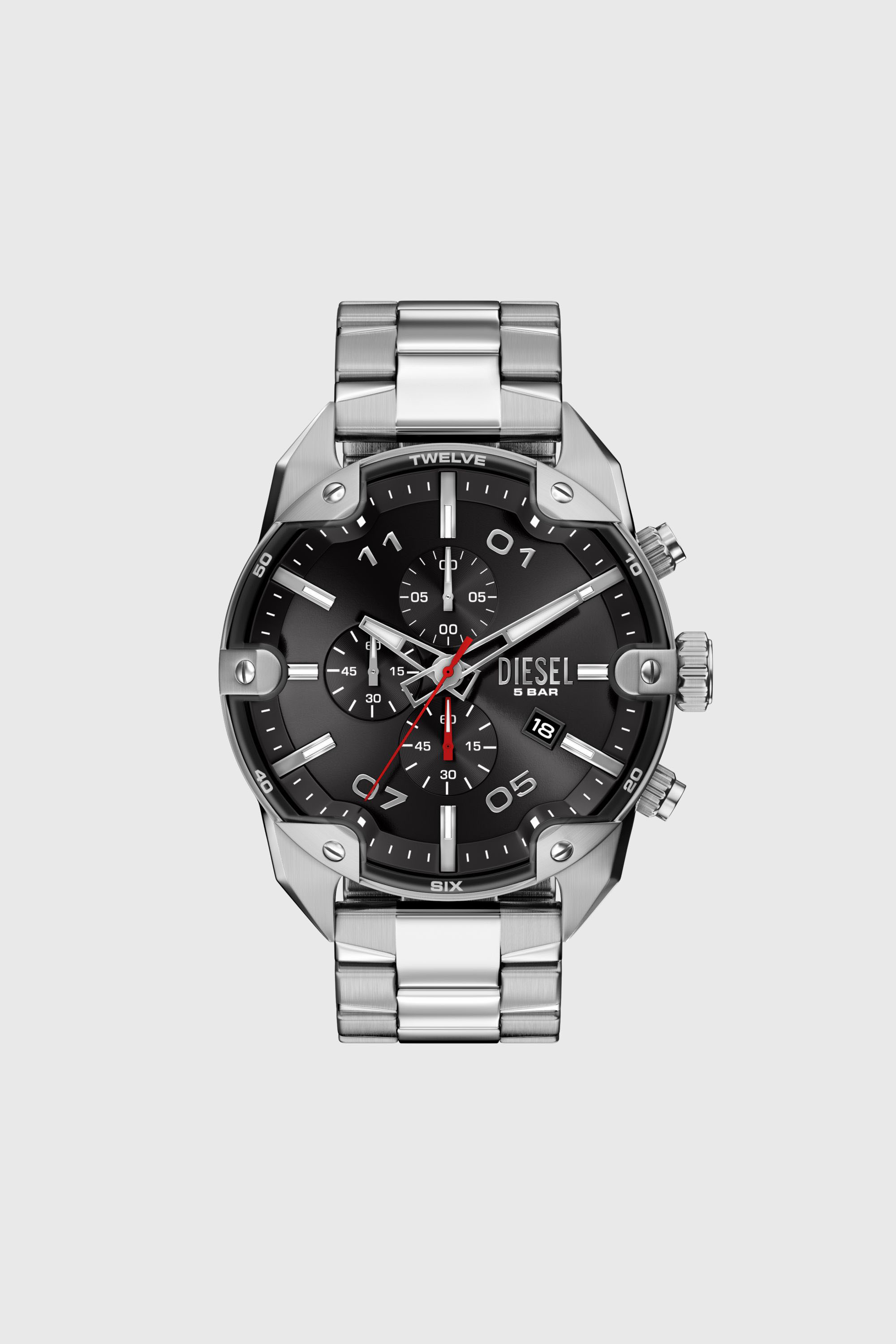 Diesel - DZ4709 WATCH, Herren Spiked Edelstahluhr mit Nieten in Silber - 1
