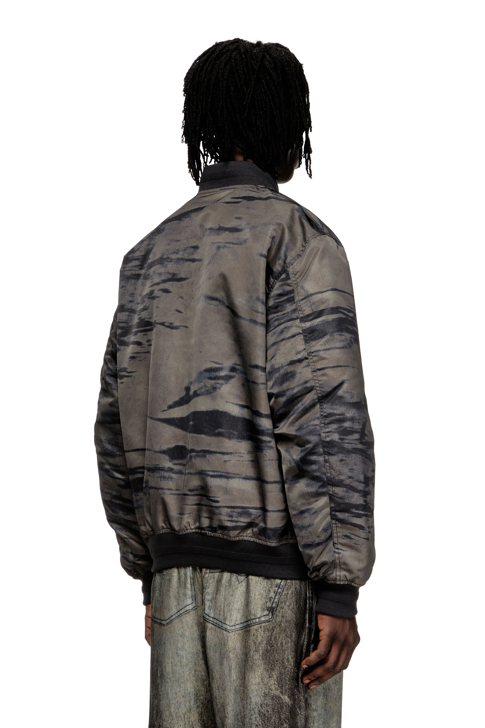 Diesel - J-KEPES-DLBZ, Herren Padded bomber jacket in printed satin in null - 4