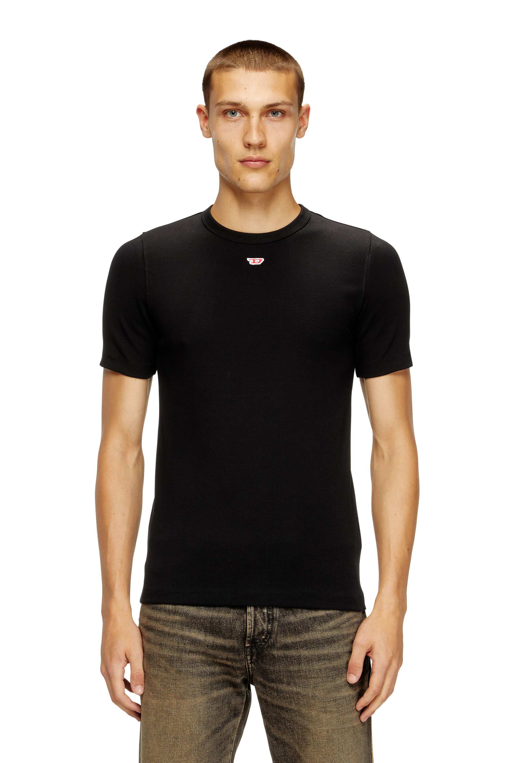 Diesel - D-RIBBER-N, Herren T-Shirt mit D-Patch in Schwarz - 1