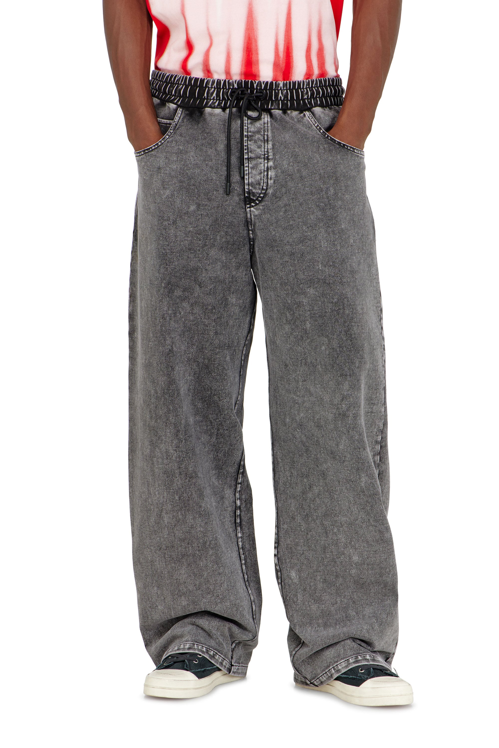 Diesel - P-STUK, Herren Sweatpants mit Denim-Effekt in Grau - 2