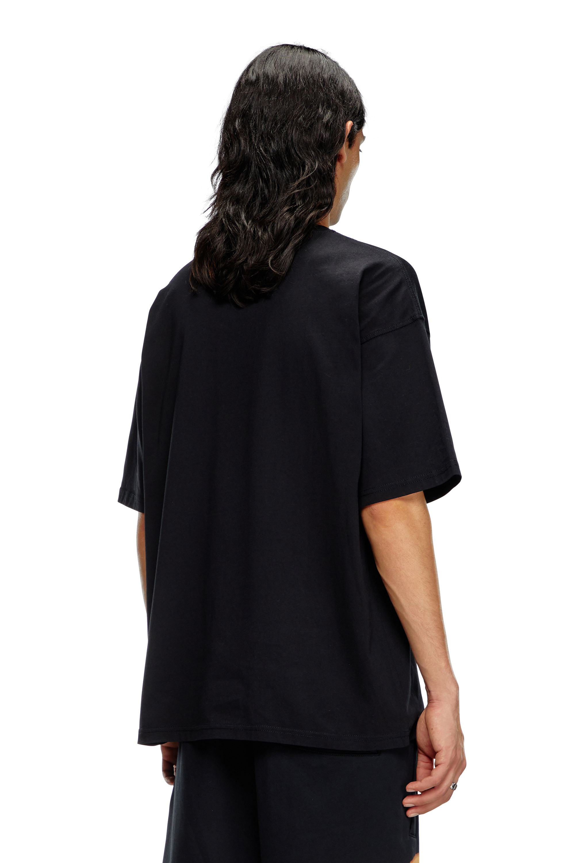 Diesel - T-BOXT-BLEACH, Herren T-Shirt mit gebleichtem Oval D-Logo in Orange/Schwarz - 4