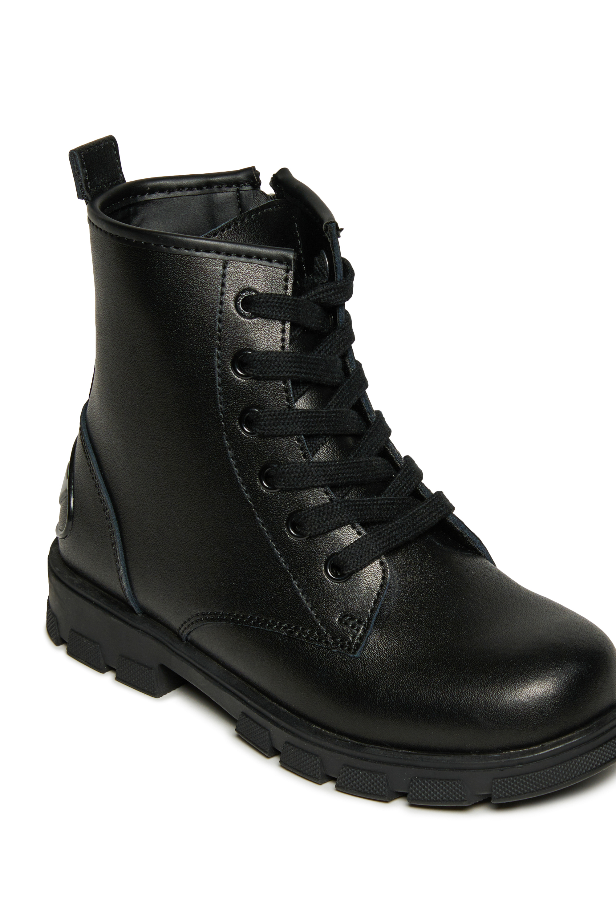 Diesel - D-HAMMER AK LACE, Unisex D-Hammer Lederstiefel mit seitlichem Reißverschluss in Schwarz - 4