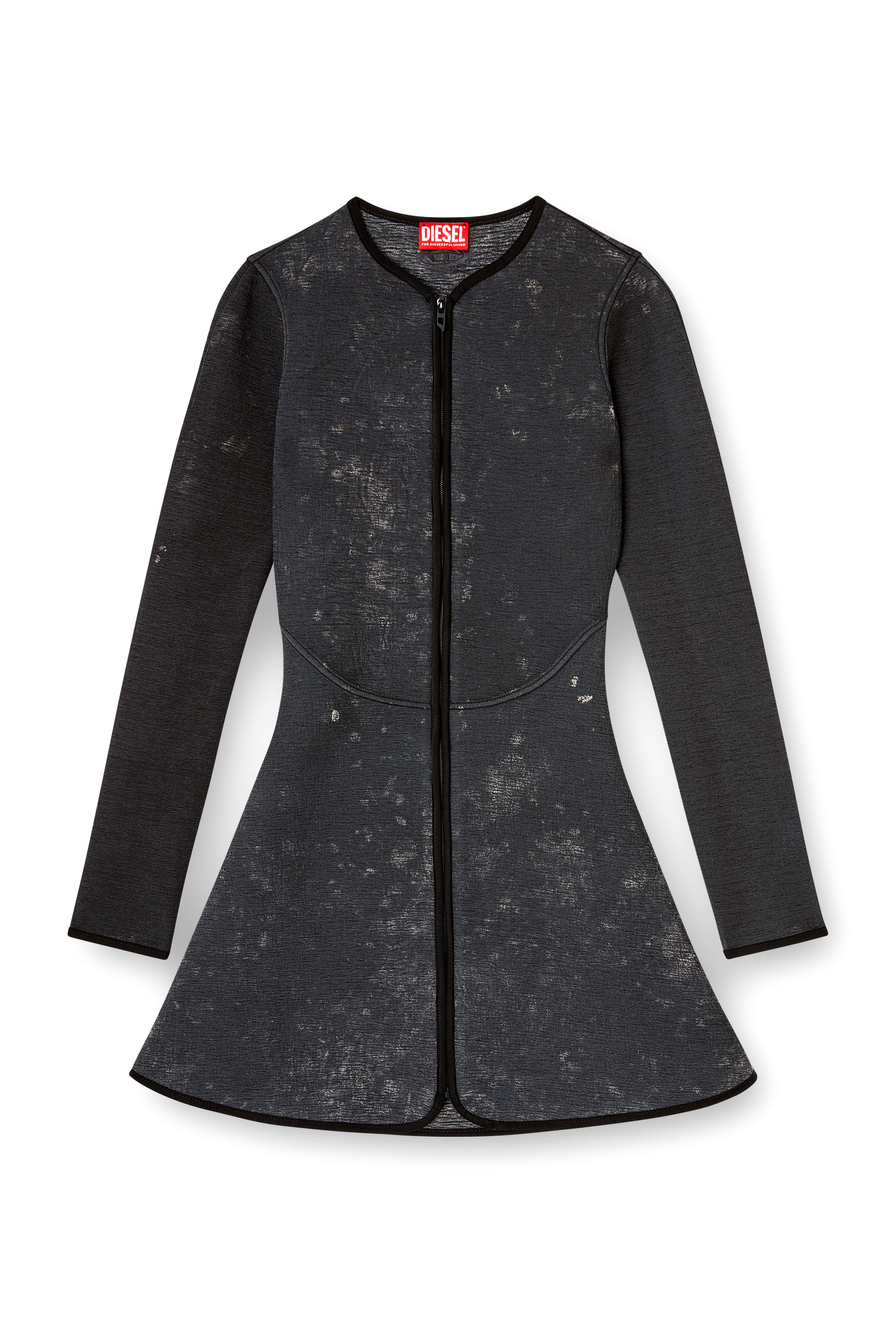 Diesel - D-EOPRE, Damen Kurzes Kleid aus marmoriertem Scuba in Dunkelgrau - 1