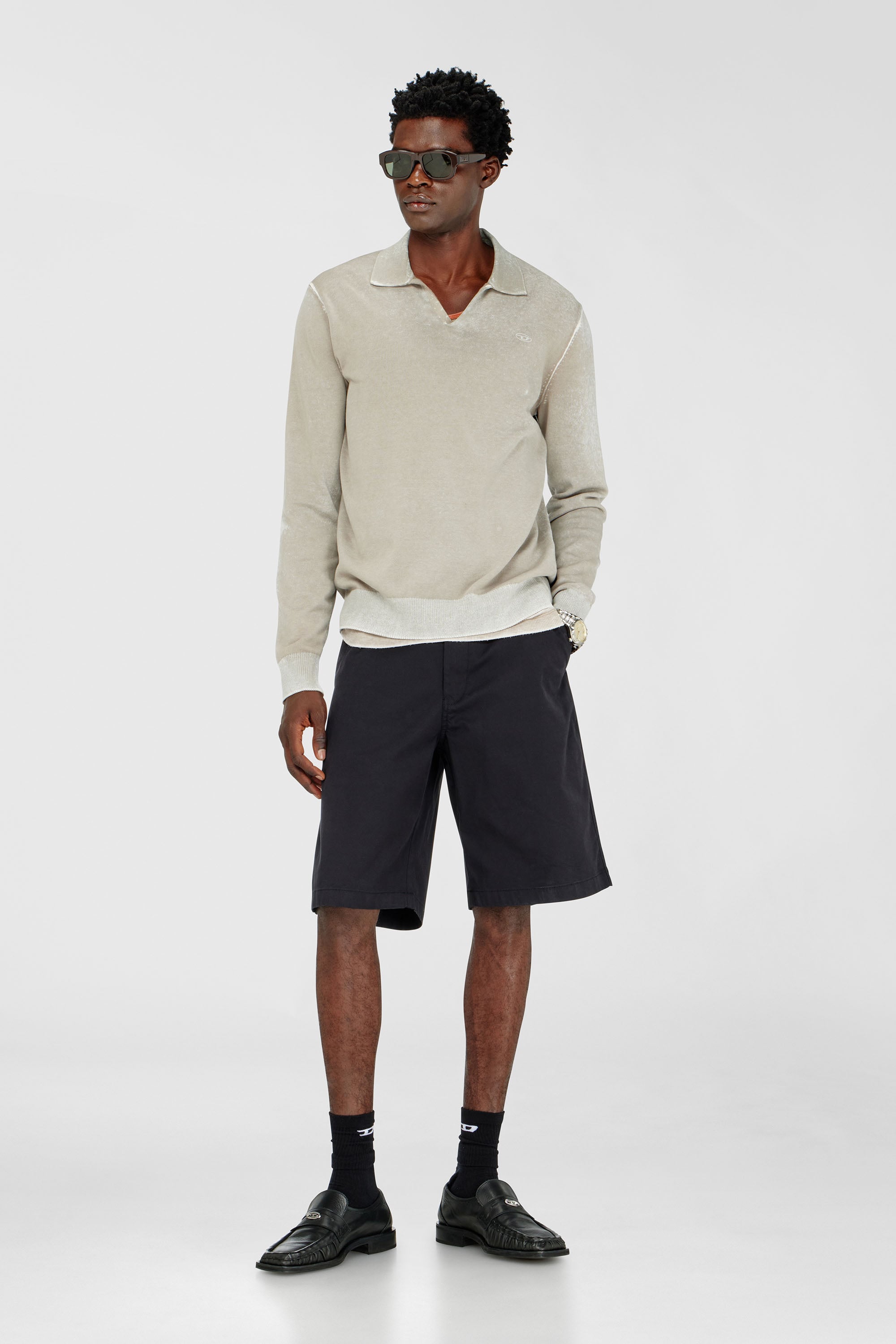 Diesel - P-HANT-CHINO-SHORT-EPCH, Herren Baumwollshorts mit Stonewash-Behandlung in Schwarz - 1