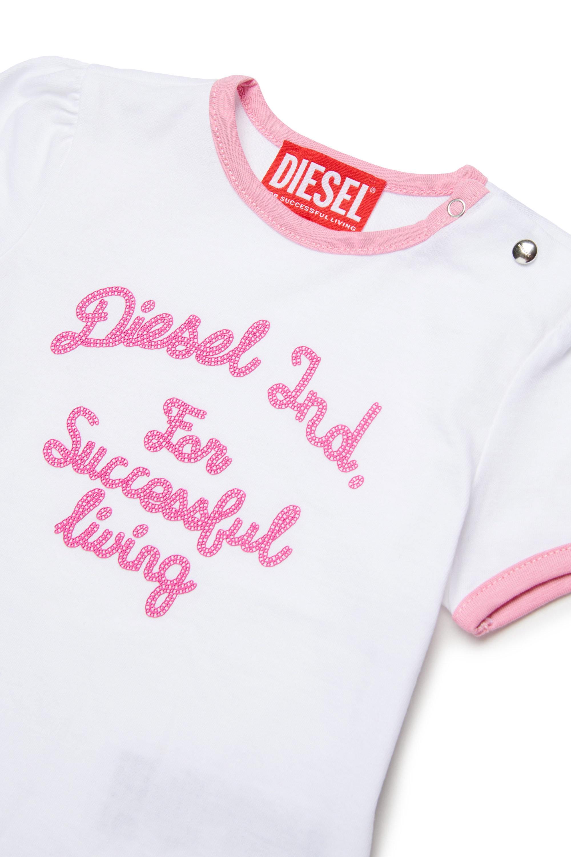 Diesel - TELAB, Damen Ring-T-Shirt mit Stickerei in Wei&szlig; - 3