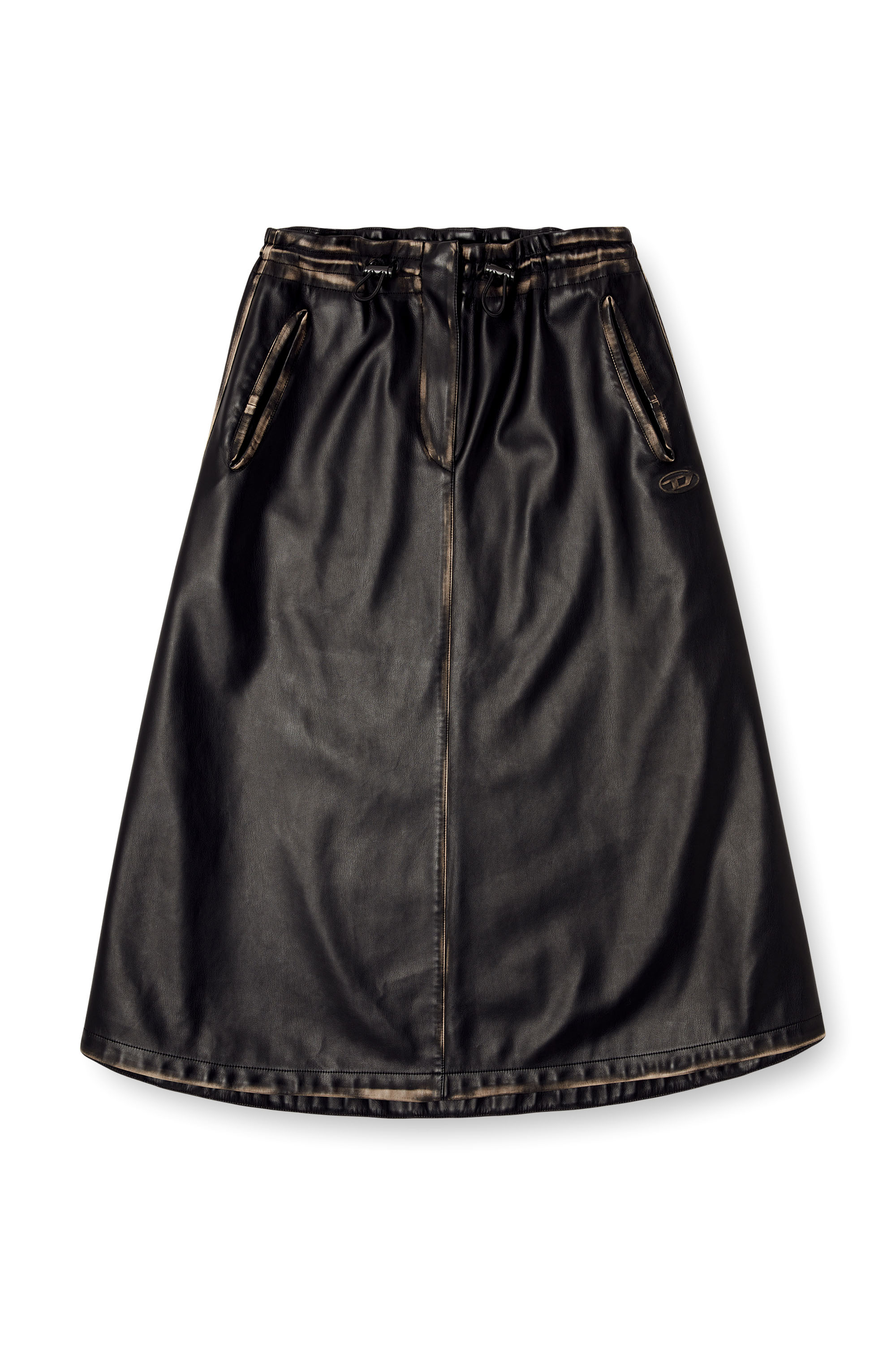 Diesel - O-BLIVION, Damen Rock aus behandeltem technischem Gewebe in Schwarz/Braun - 3