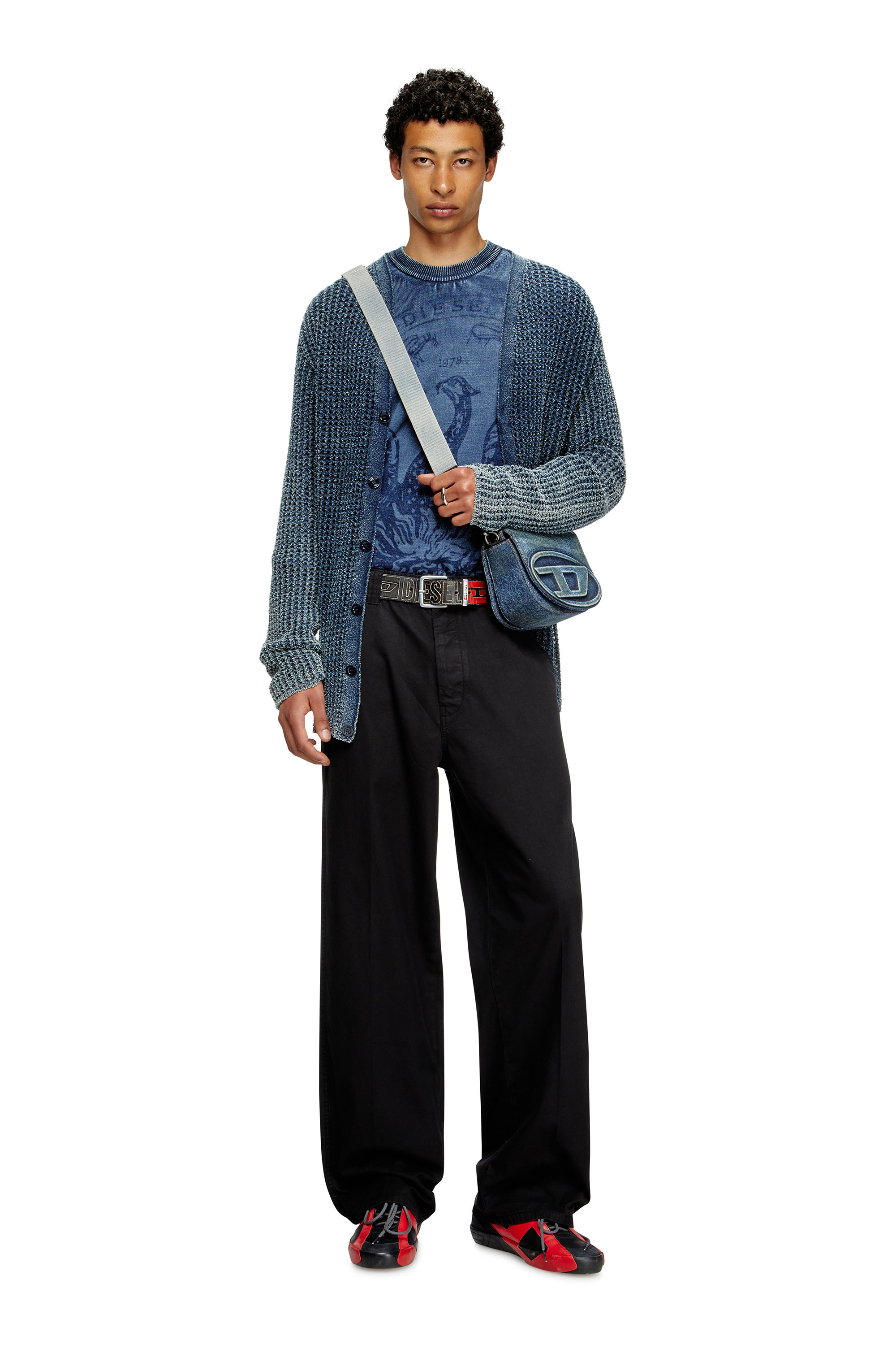 S-SLANTE-D LOW, Schwarz/Rot Diesel - S-SLANTE-D LOW, Herren S-Slante-D-Sneaker aus Wildleder und Leder mit D-Logo in Schwarz/Rot - 7